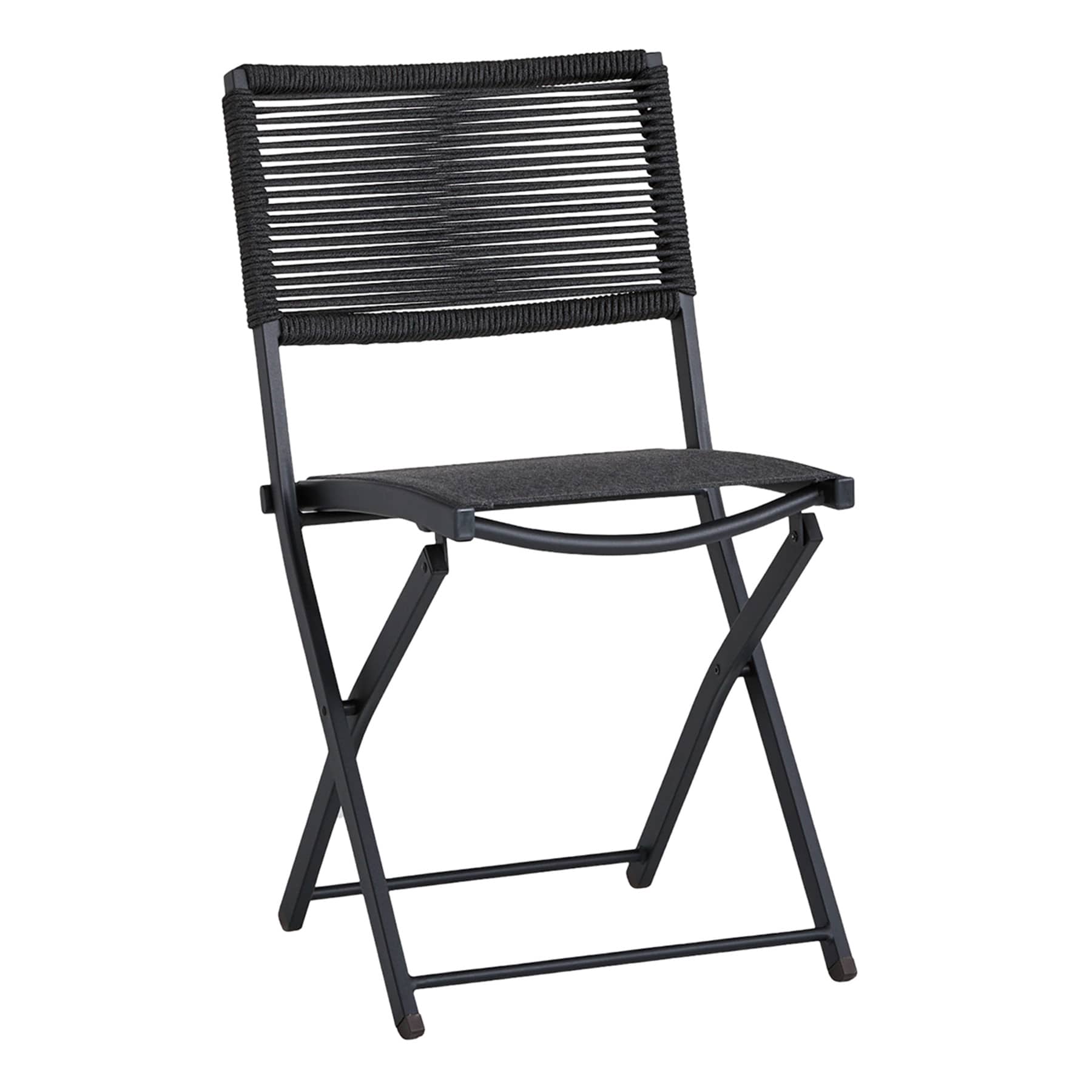 Crosby St. Rope Patio Folding Chair, Black