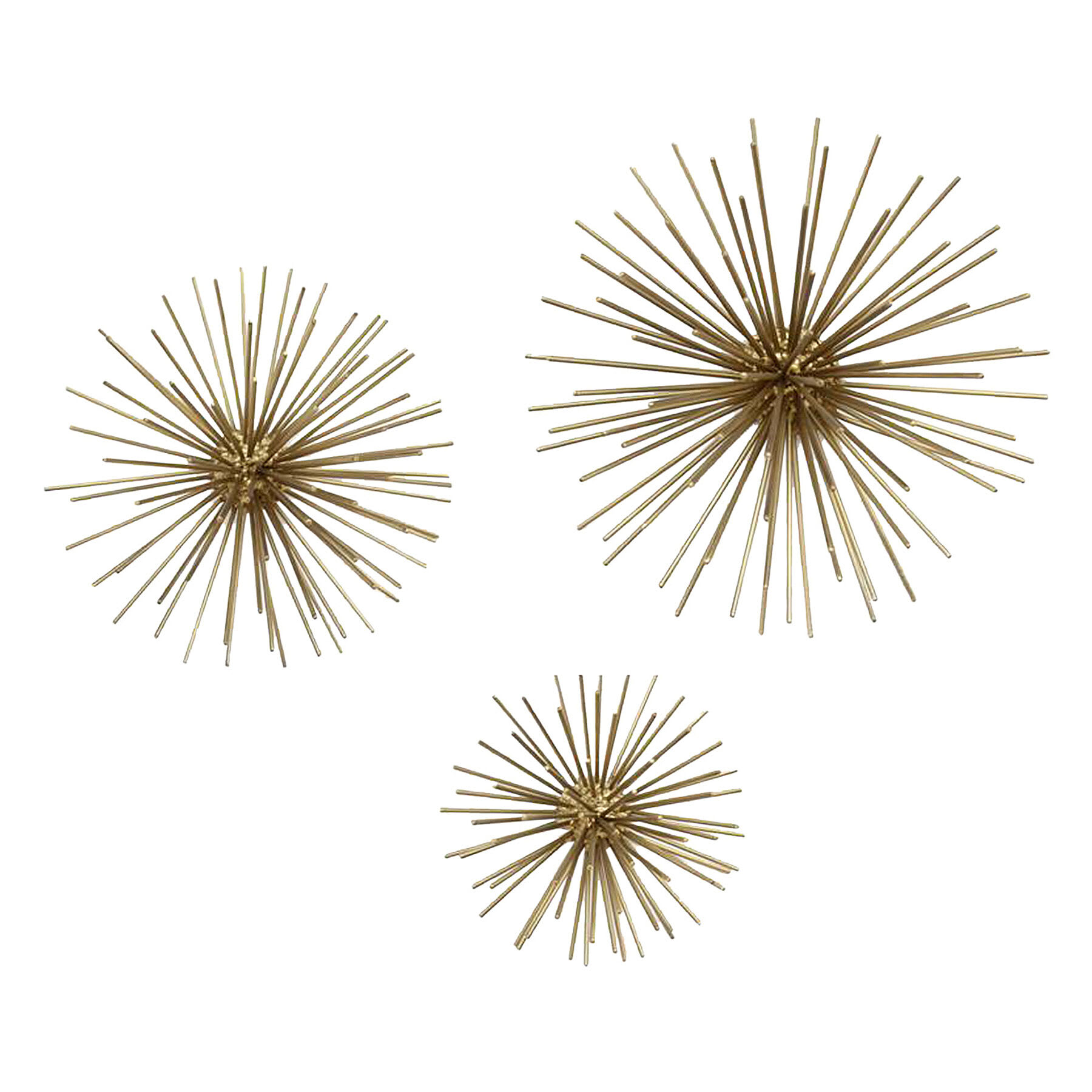 3-Piece Gold Urchin Wall Art Set, 6"