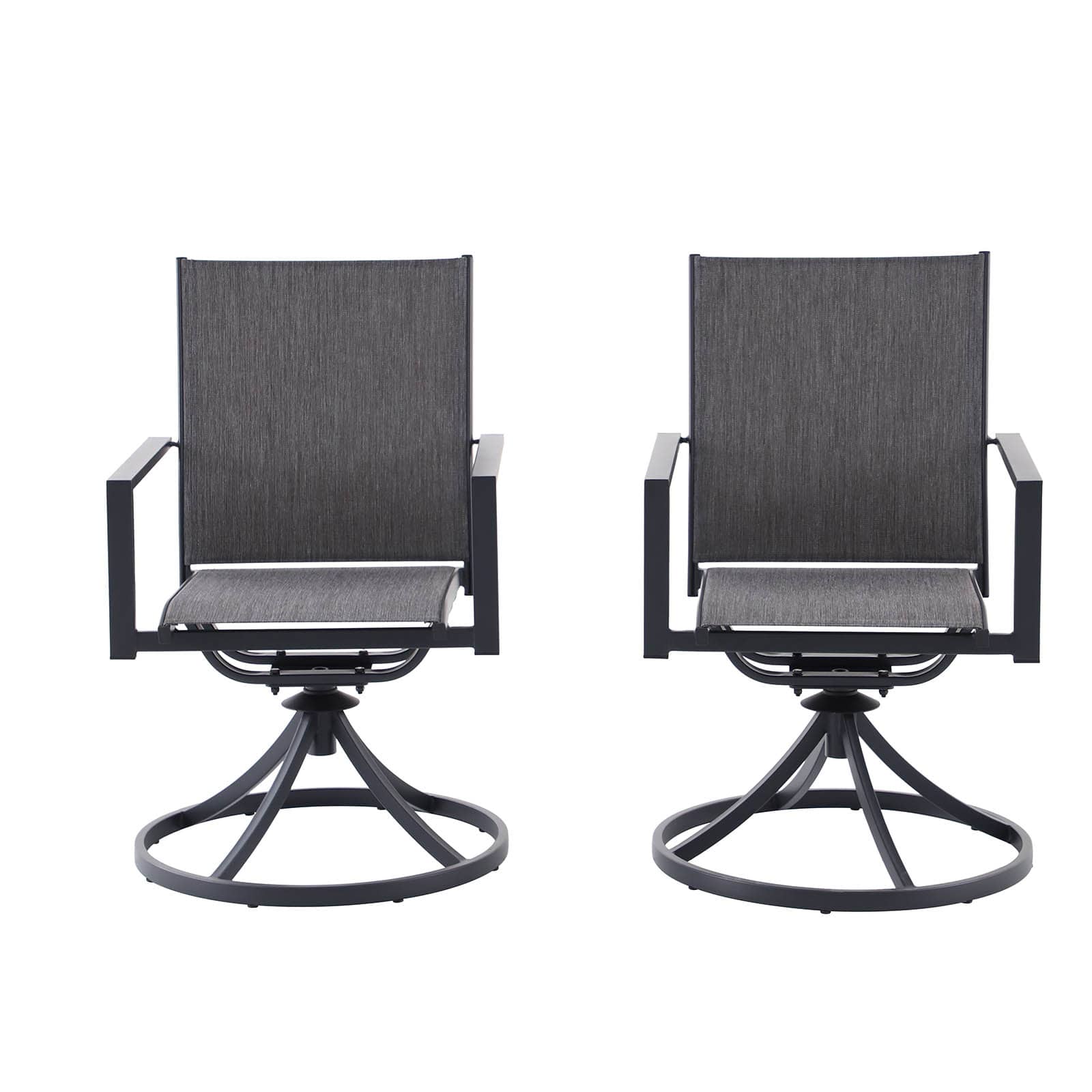 Set of 2 Sling Swivel Patio Dining Chairs, Graphite