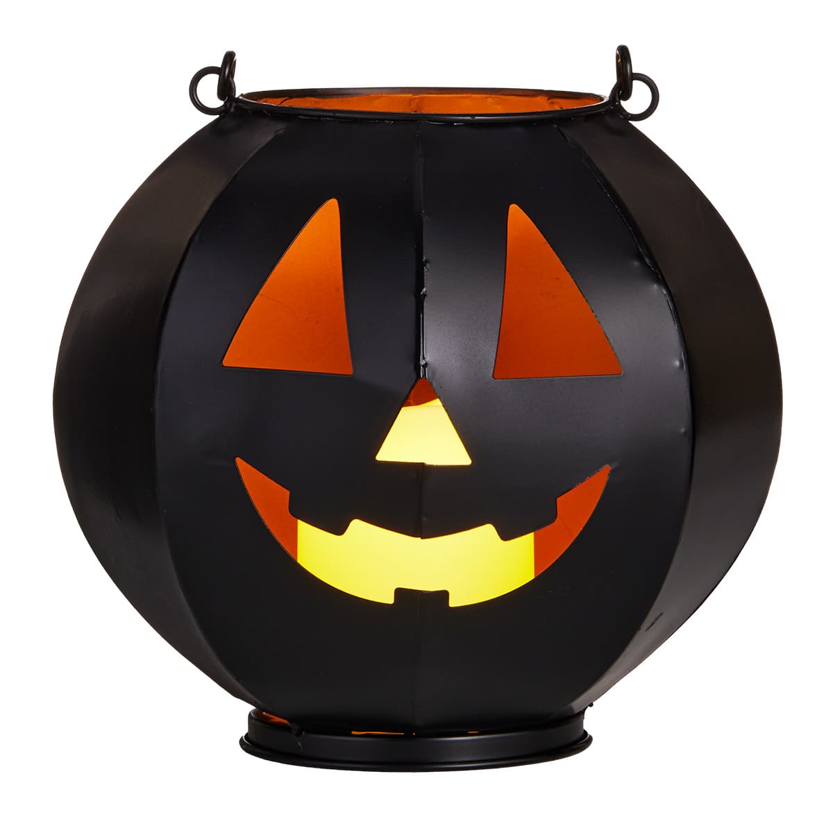 Happy Haunting LED Black Metal Jack-o'-Lantern, 8"