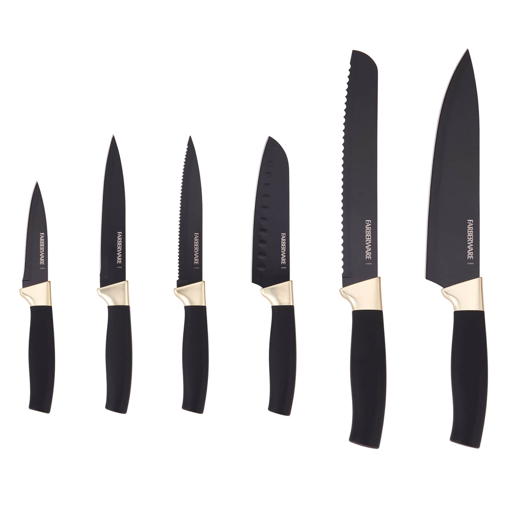 Farberware 12-Piece Black with Brass Kitchen Knife Set