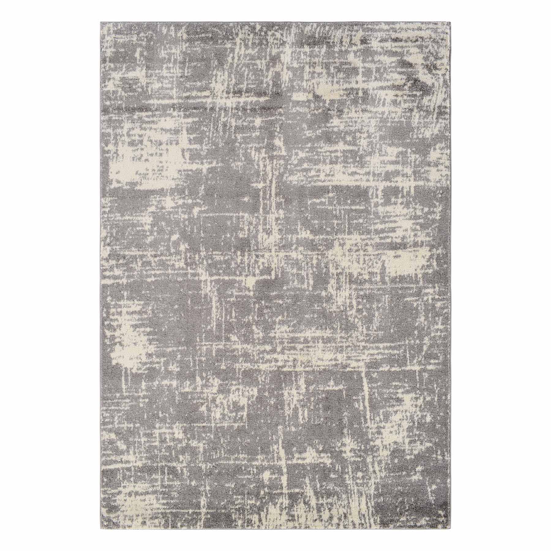 (D421) Grey & Ivory Modern Hatch Design Area Rug, 8x10