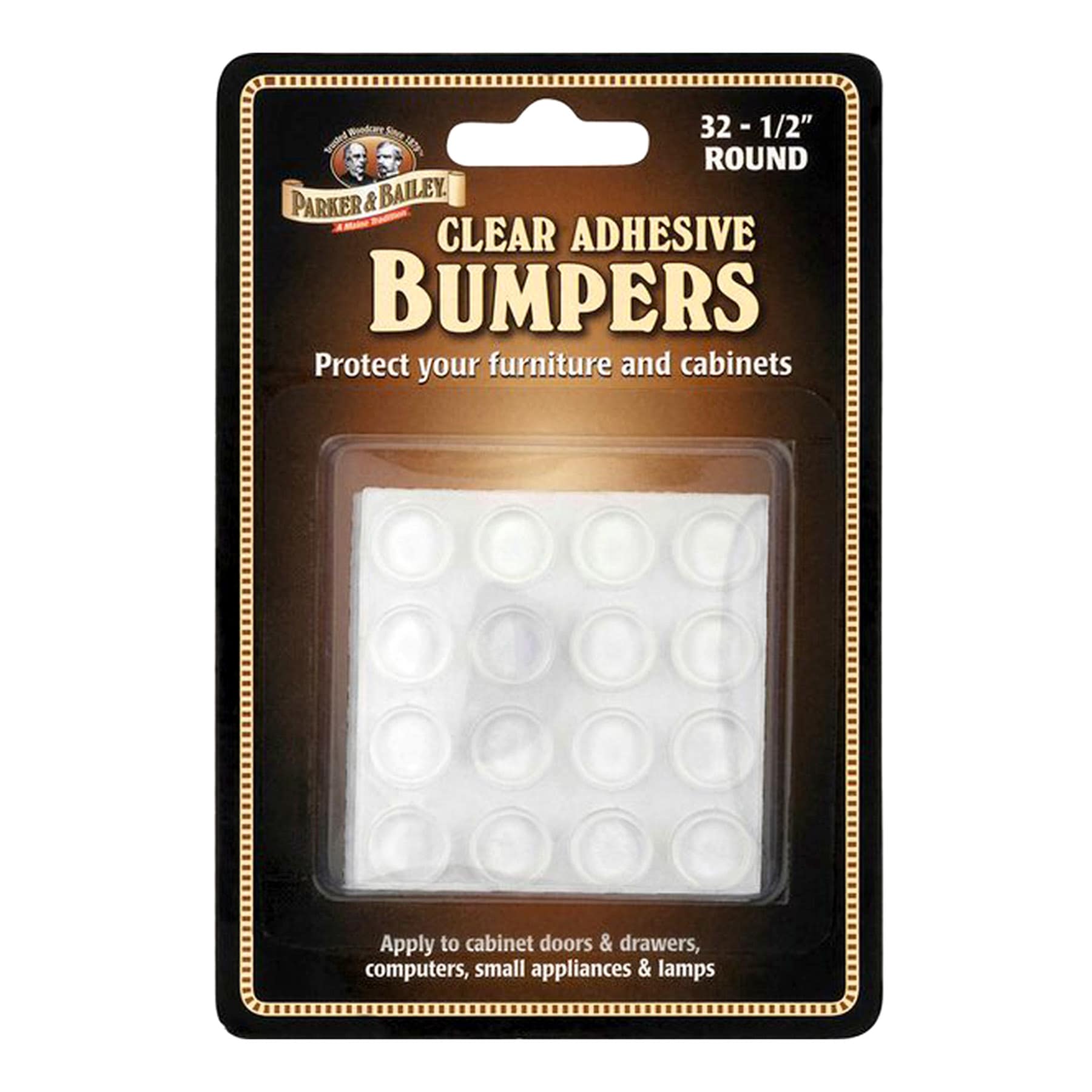 Parker & Bailey 32-Pack Clear Adhesive Bumpers, .5"