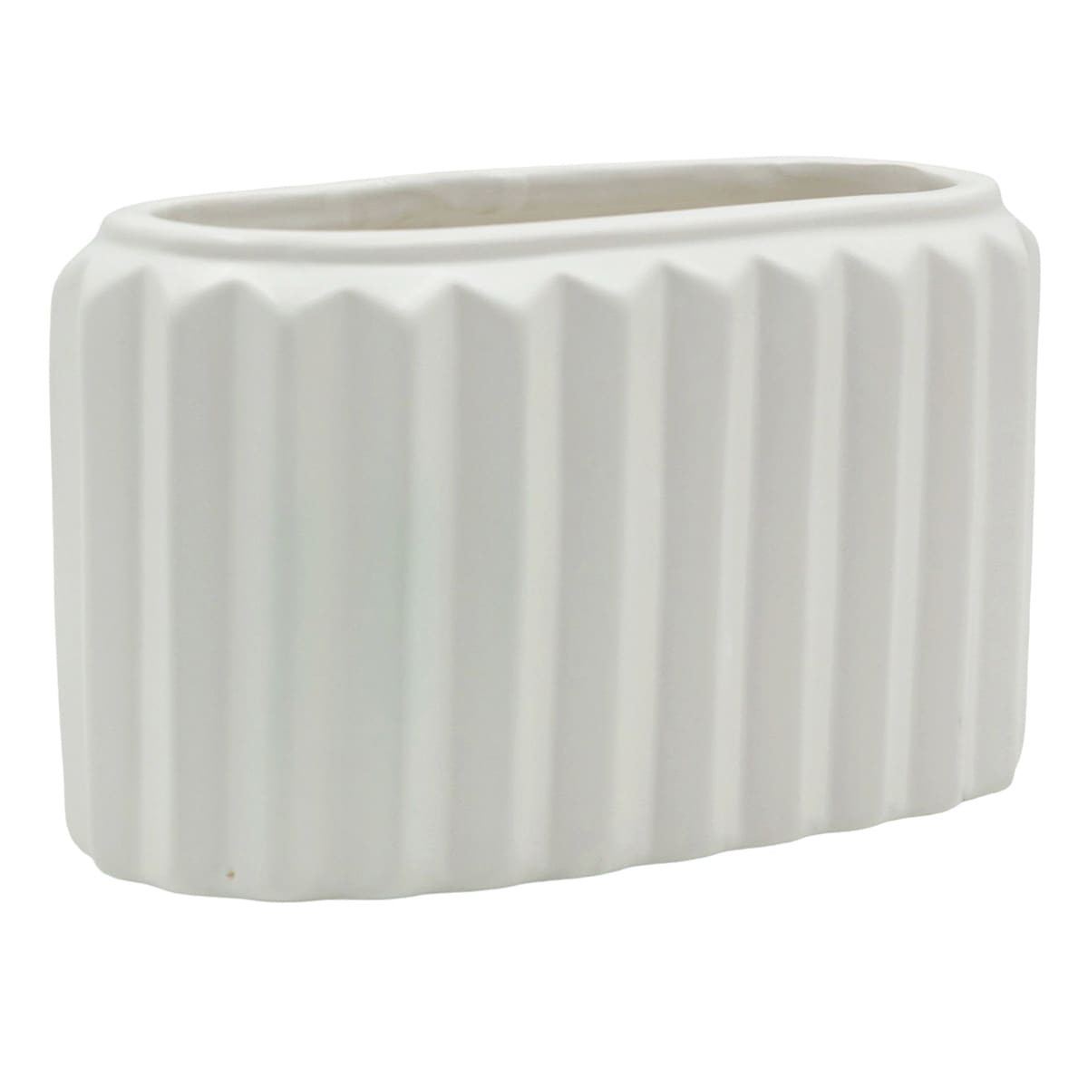 Crosby St. Indoor Harlow Pleat White Planter, Small