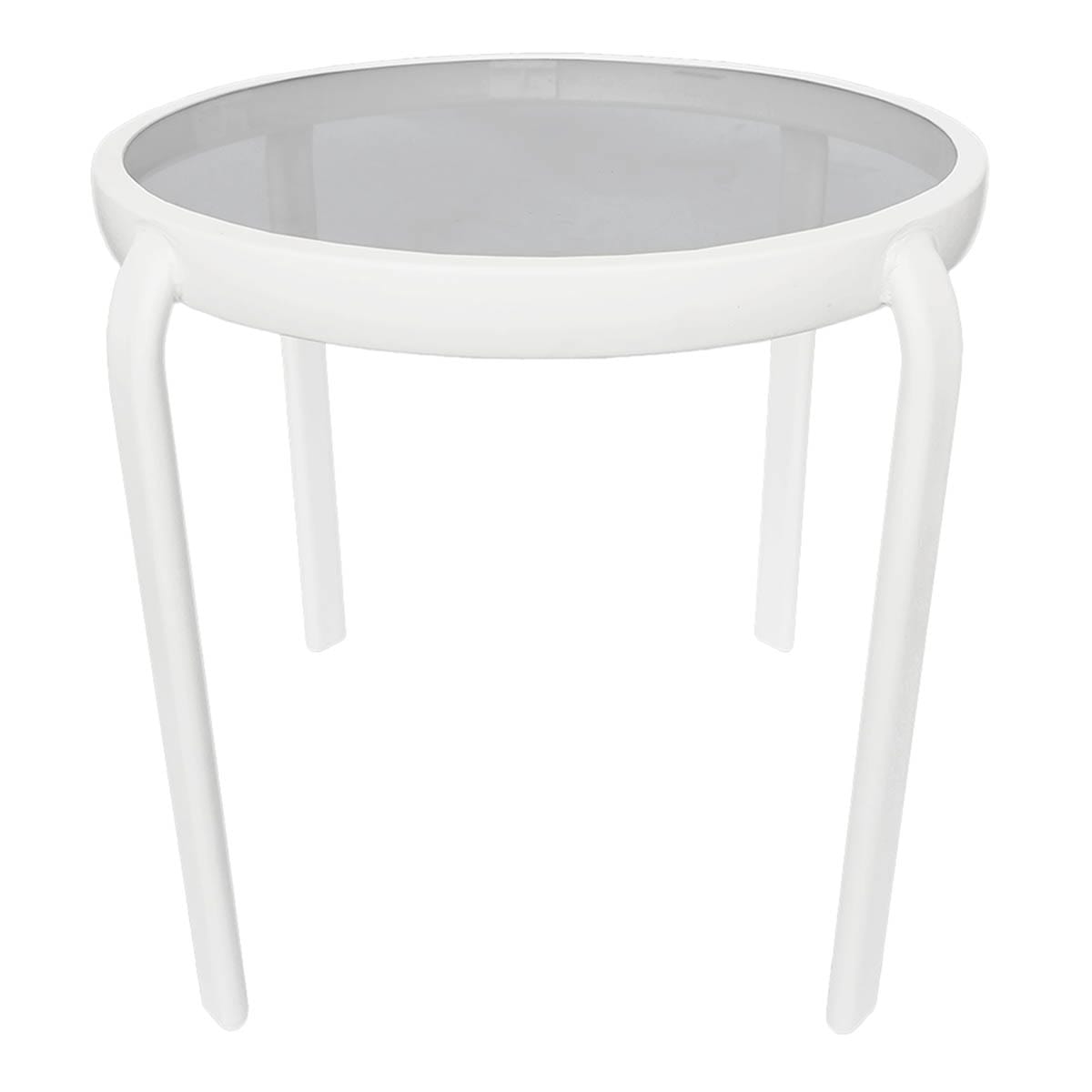 Glass Side Patio Table, White