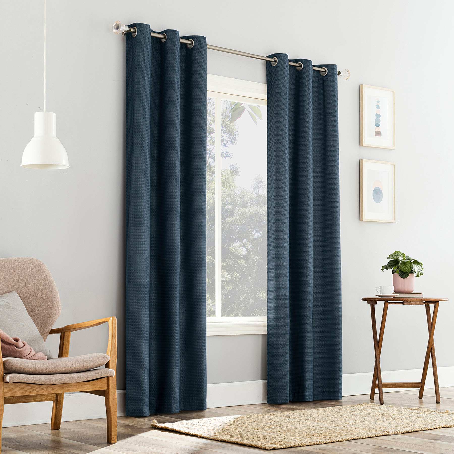 Navy Blue Room Darkening Grommet Curtain Panel, 84"