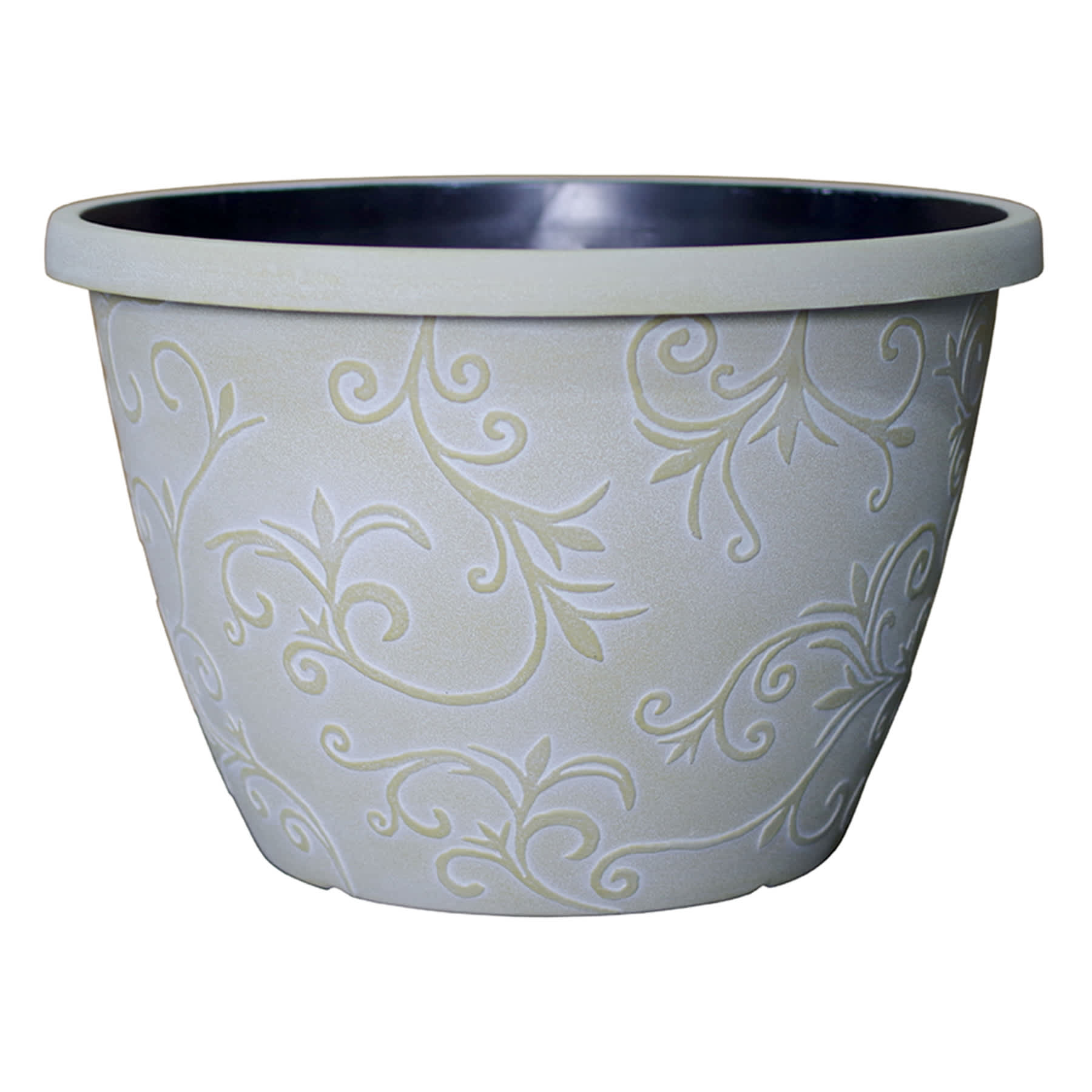 White Outdoor Planter with Vine Design, Small