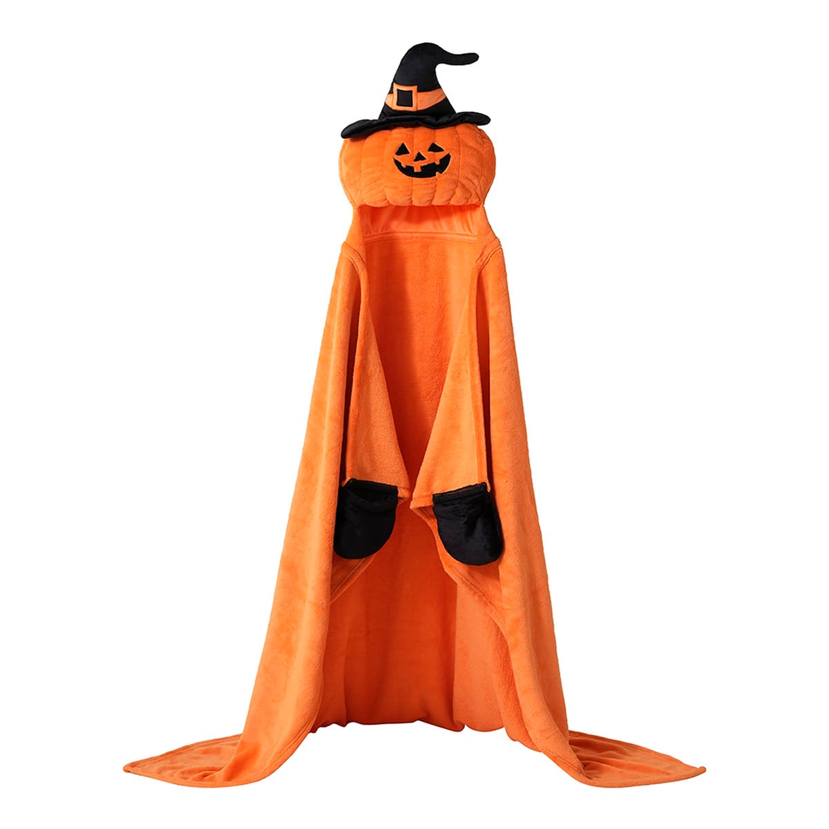 Hooded Halloween Pumpkin Throw Blanket