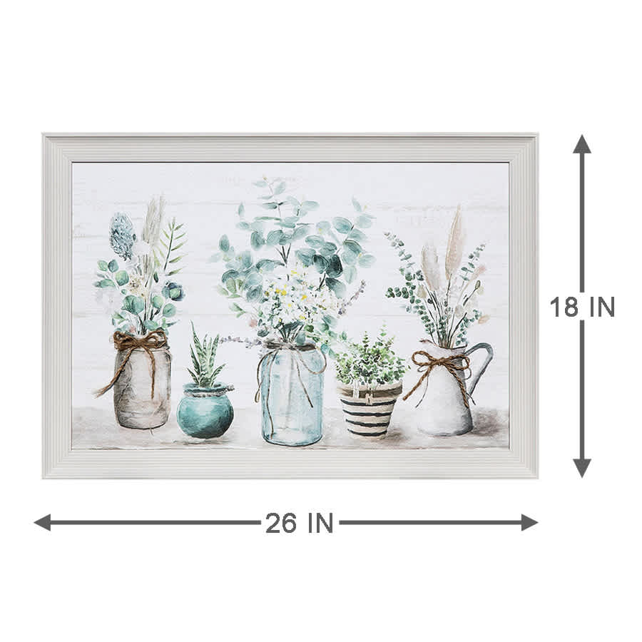 Framed Potted Flowers Canvas Wall Art, 18x26