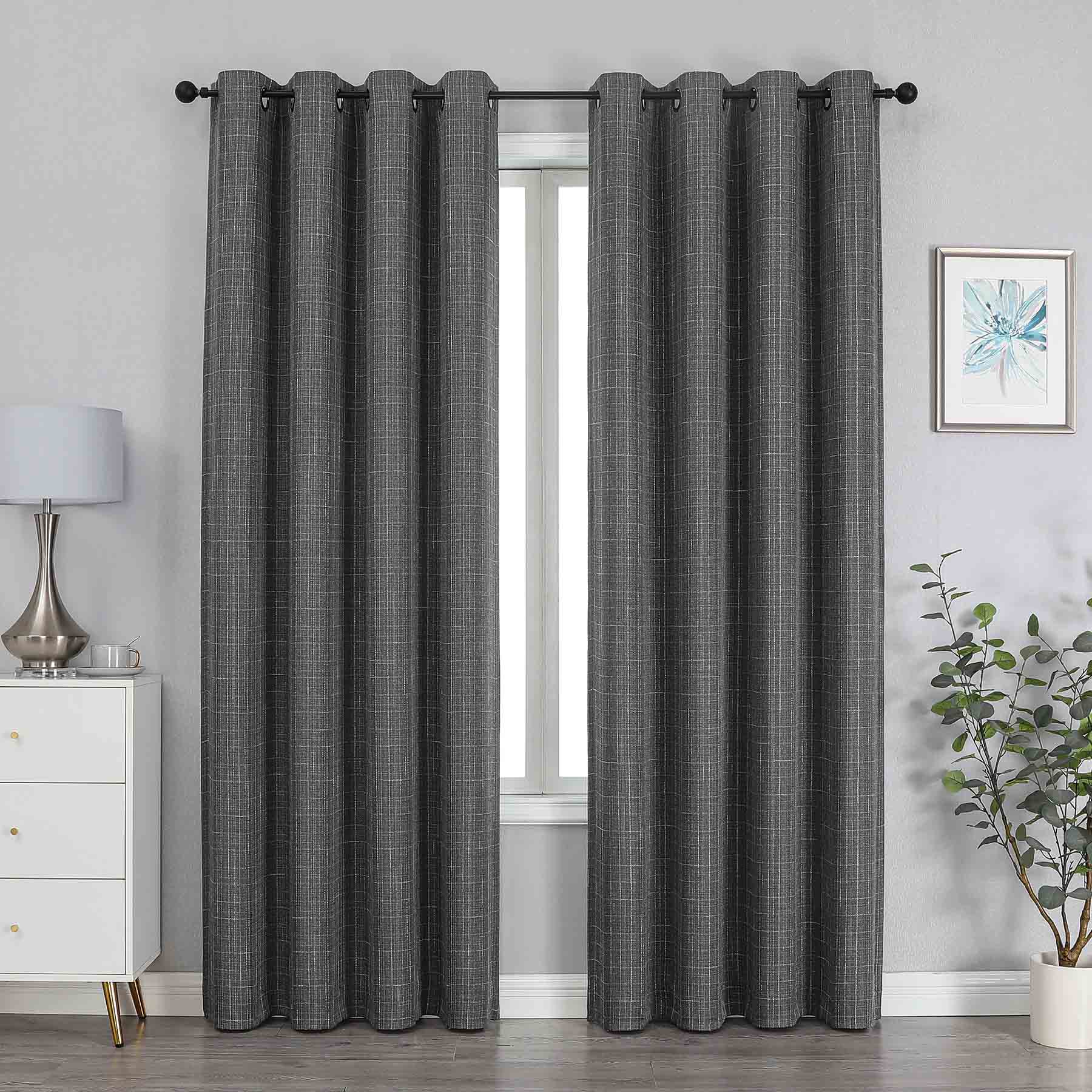 Sun Shield Charcoal Blackout Grommet Curtain Panel, 95"