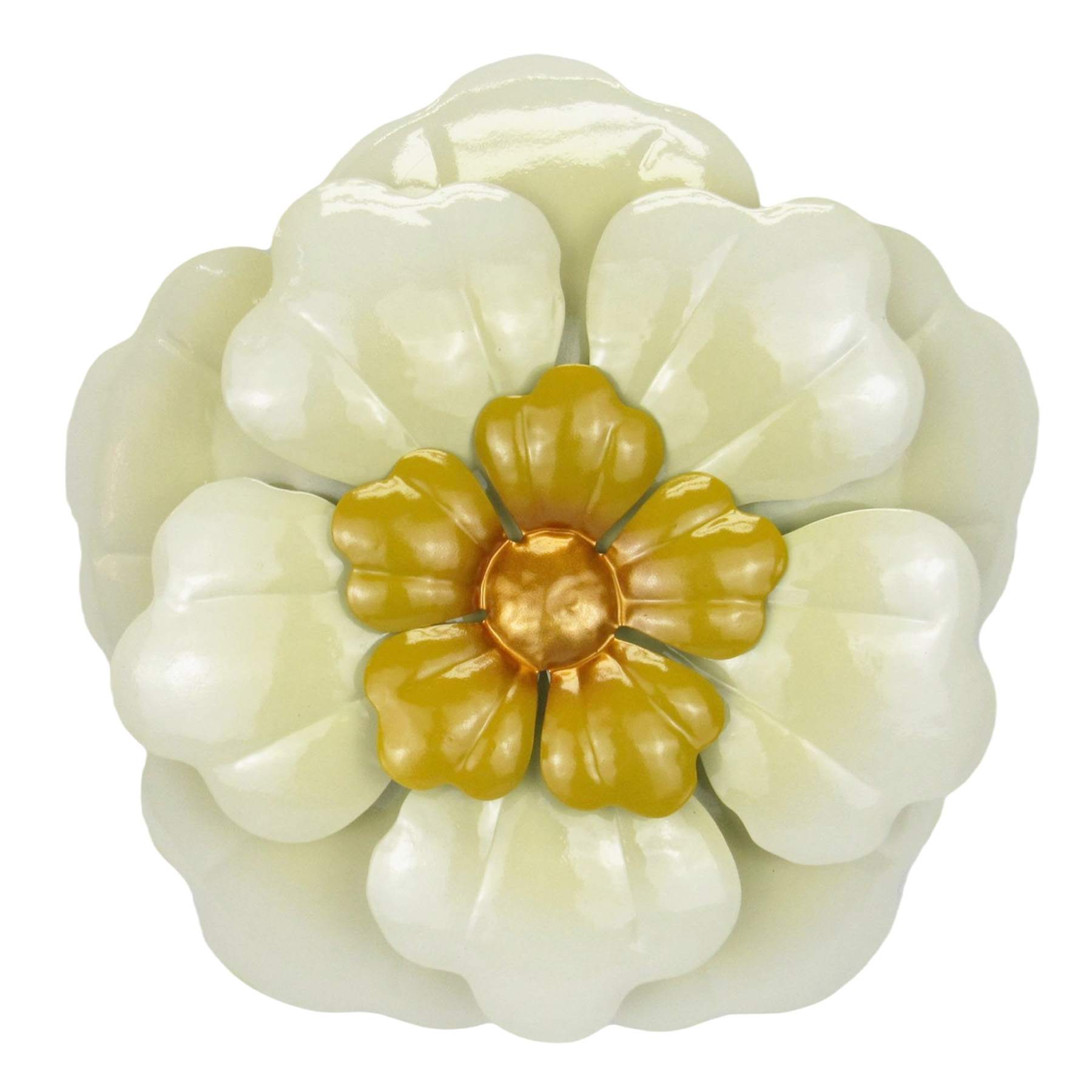 Honeybloom White Metal Flower Outdoor Wall Decor, 12"