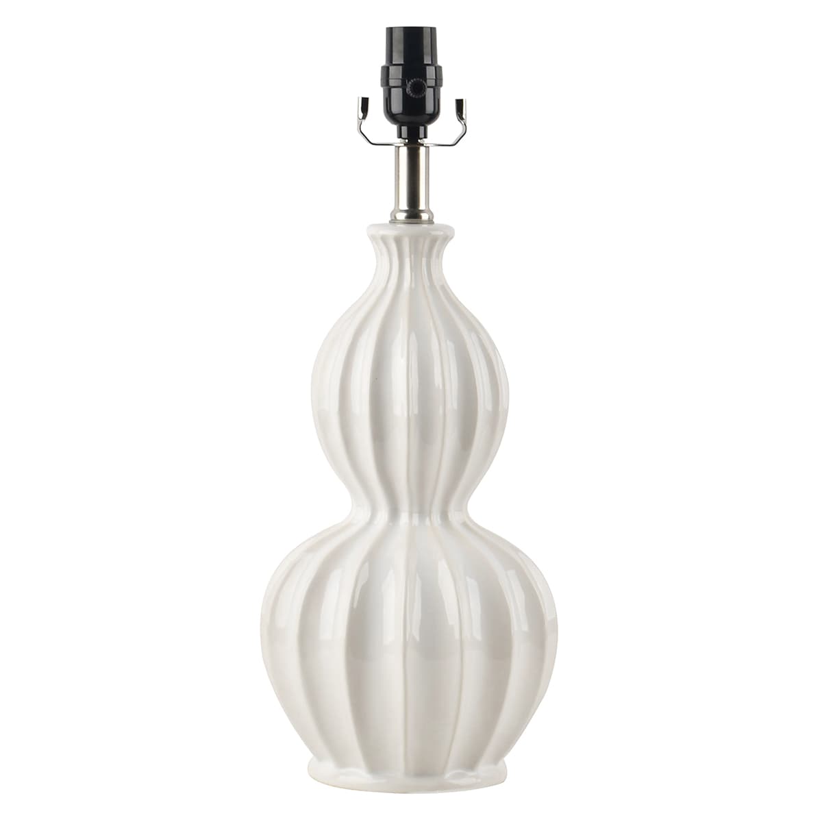 Providence White Ceramic Ribbed Medium Table Lamp Base, 19"