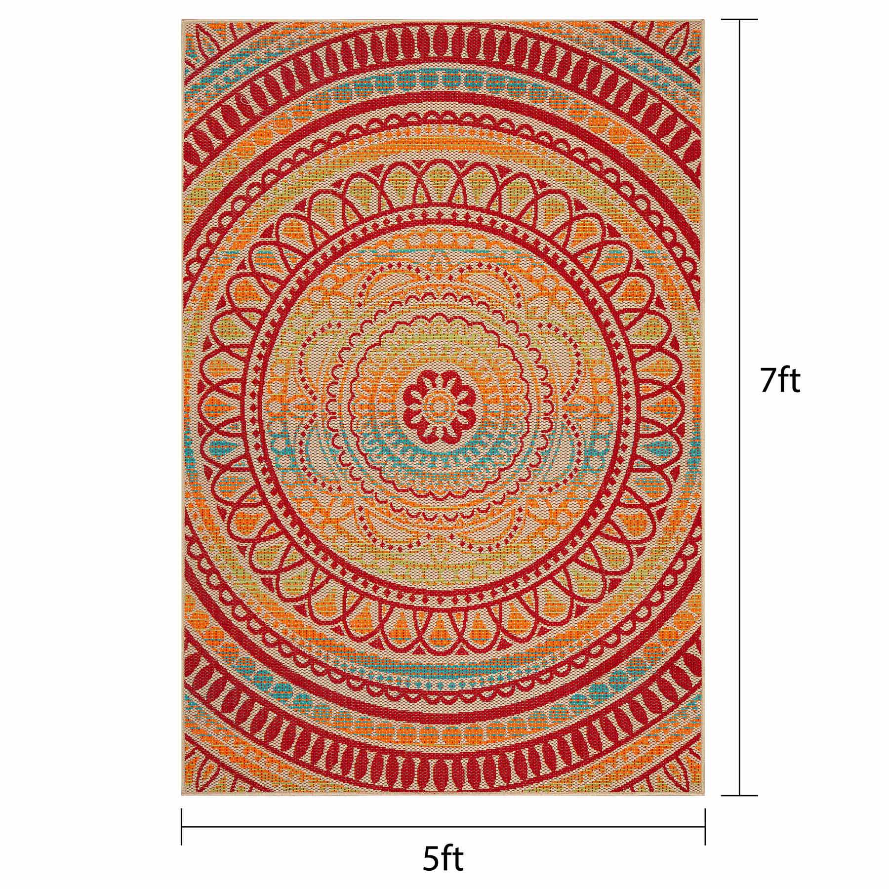 (E542) Multicolor Scope Brodny Area Rug, 5x7