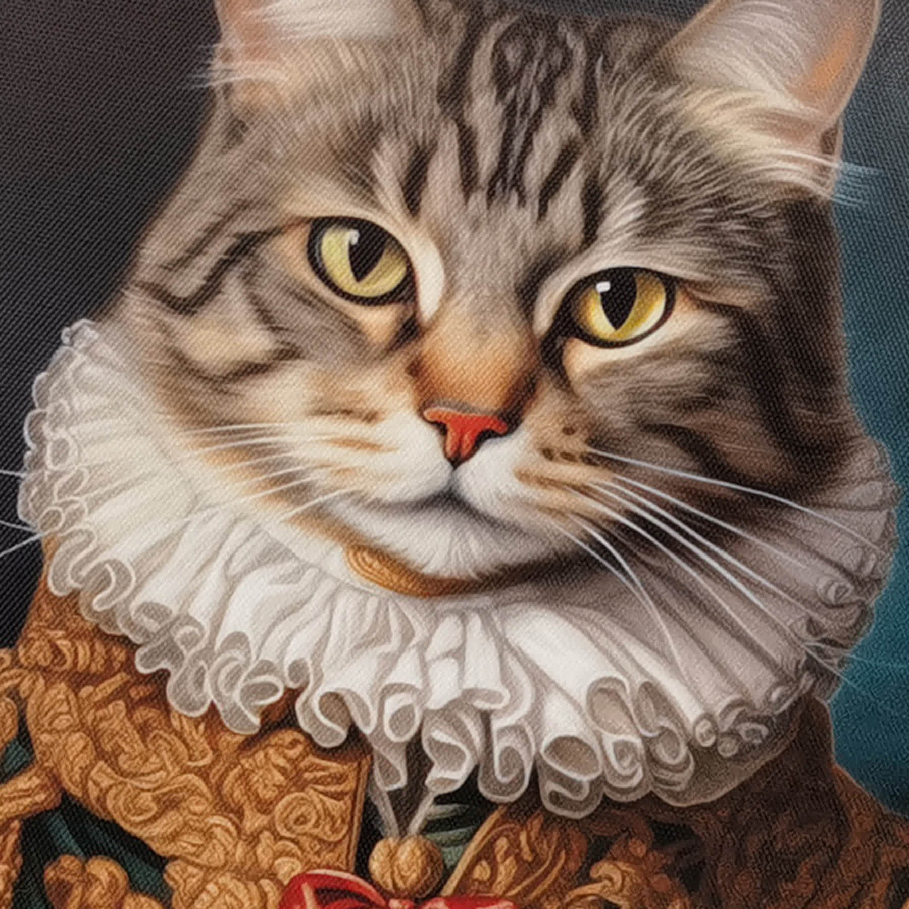 12X12 Brown Victorian Cat Canvas Wall Art