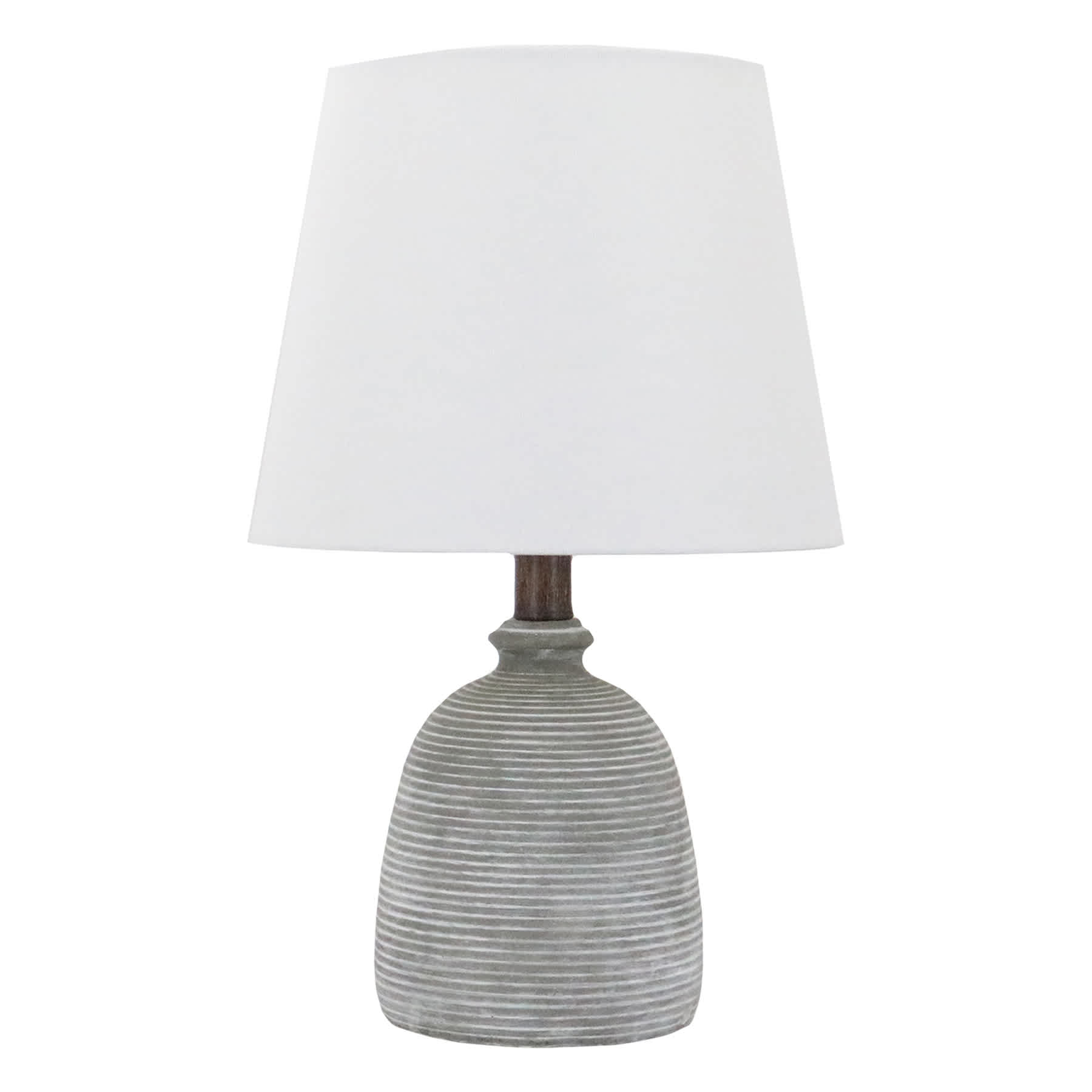 Found & Fable Dark Grey Distressed Small Table Lamp with Shade, 16"