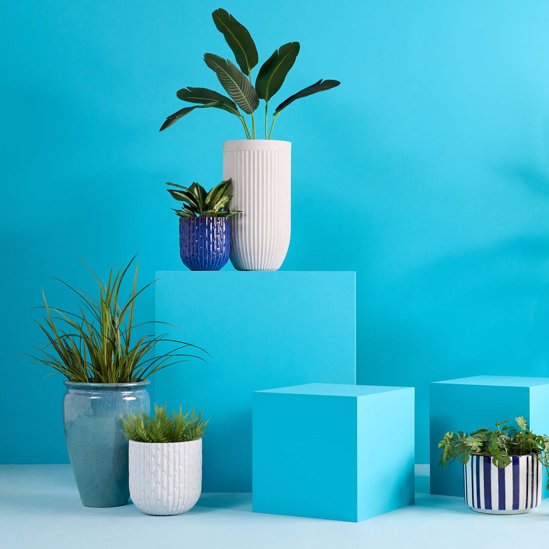 Japi Off-White Tall Fluted Outdoor Planter, Small