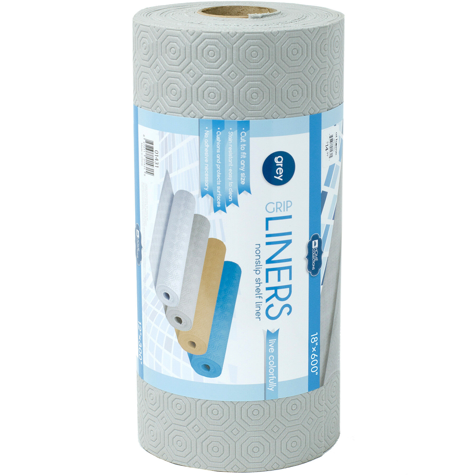 Grip Liners Grey Non-Slip Shelf Liner, 18x600
