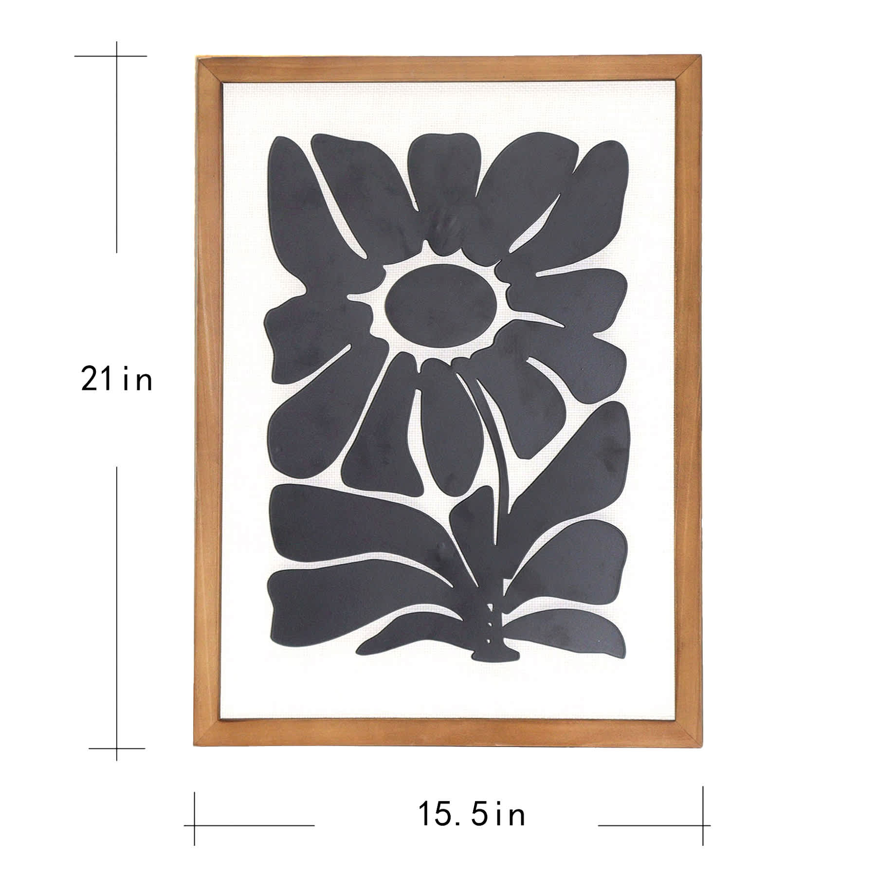 Framed Wooden Metal Flower, 16x21