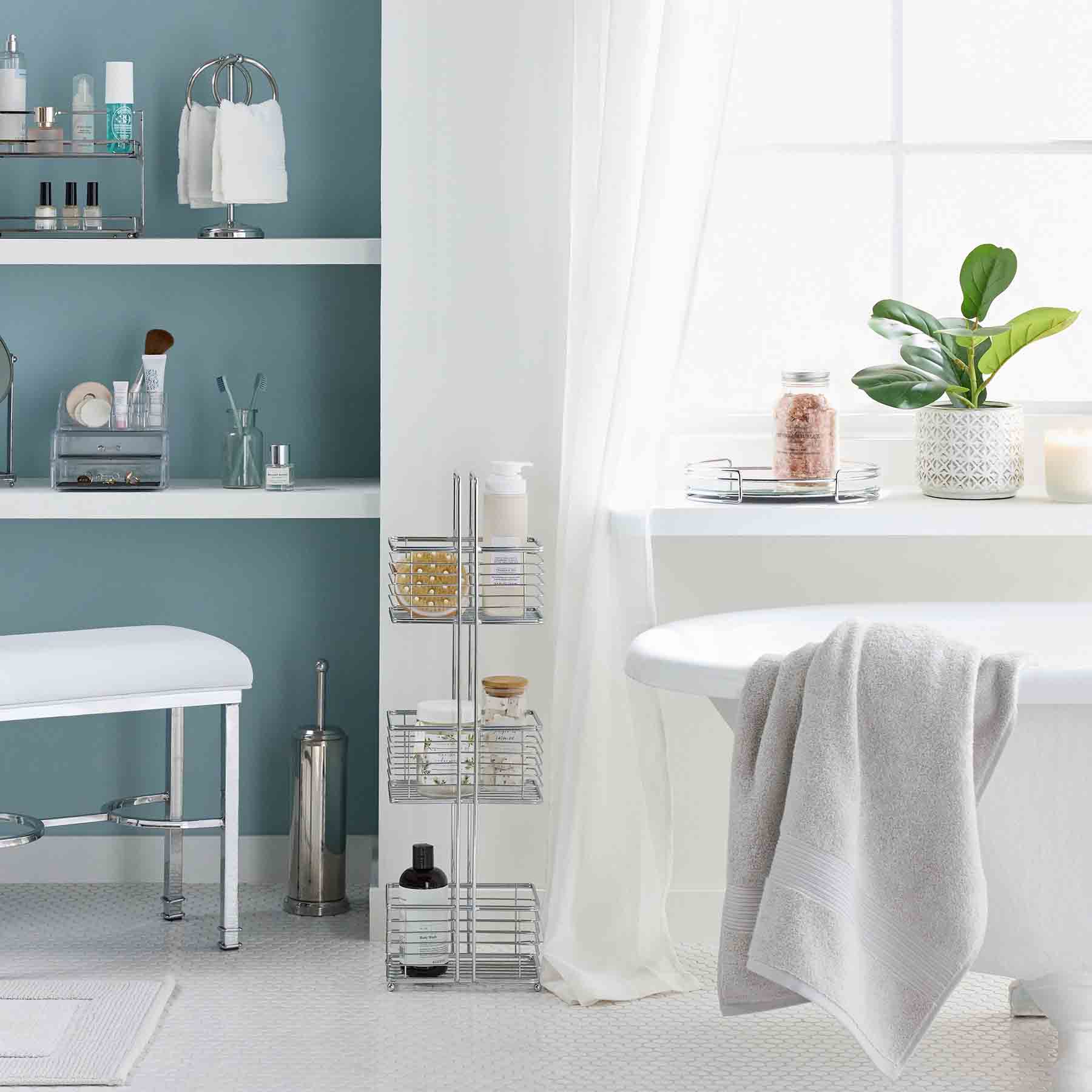 Ridged Chrome Metal Toilet Bowl Brush