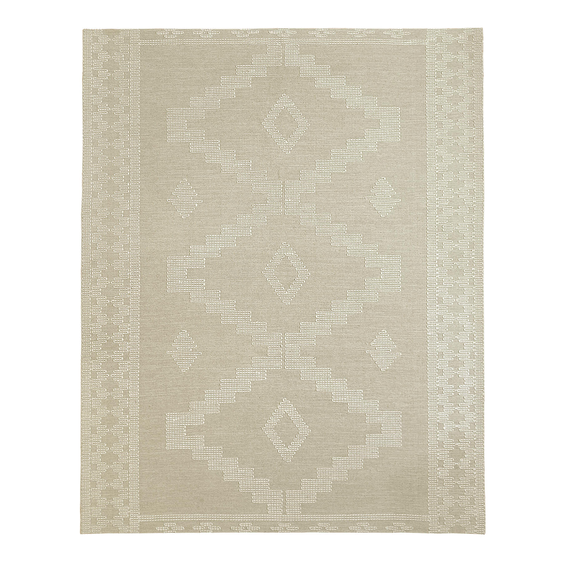 (B669) Found & Fable Goa Ivory Tribal Handmade Area Rug, 7x10