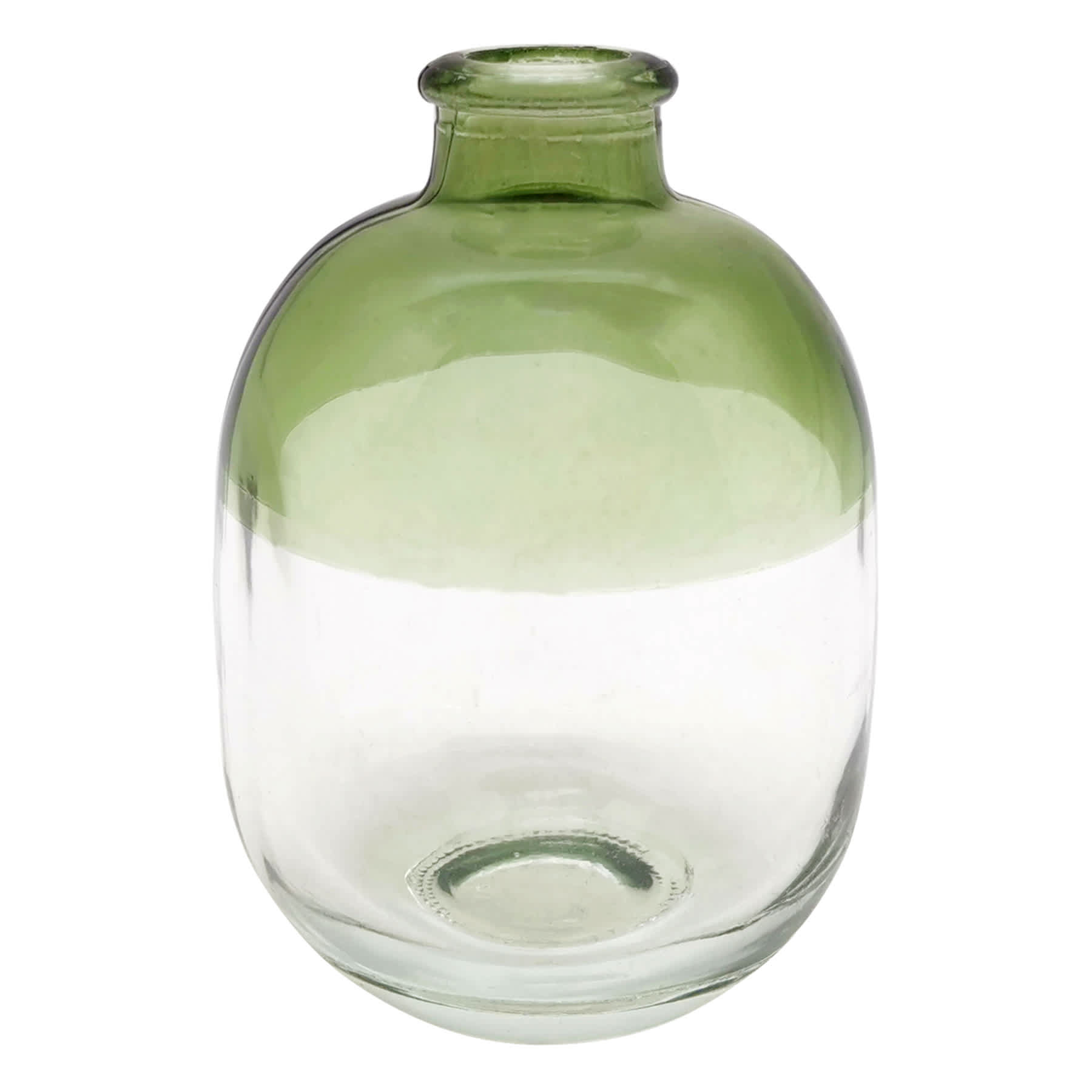 Green Clear Glass Vase, 5"