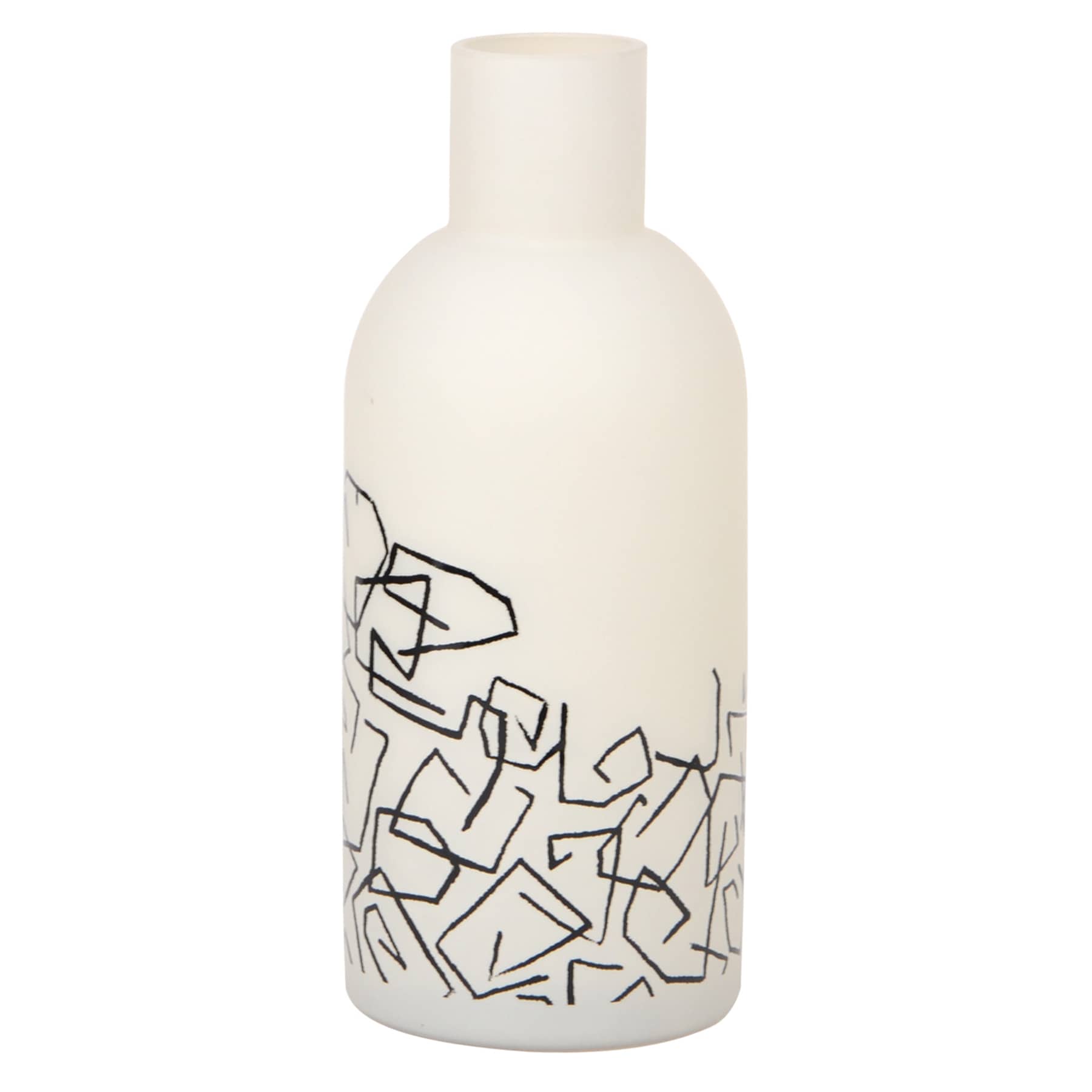 Crosby St. White Abstract Printed Glass Vase, 10"