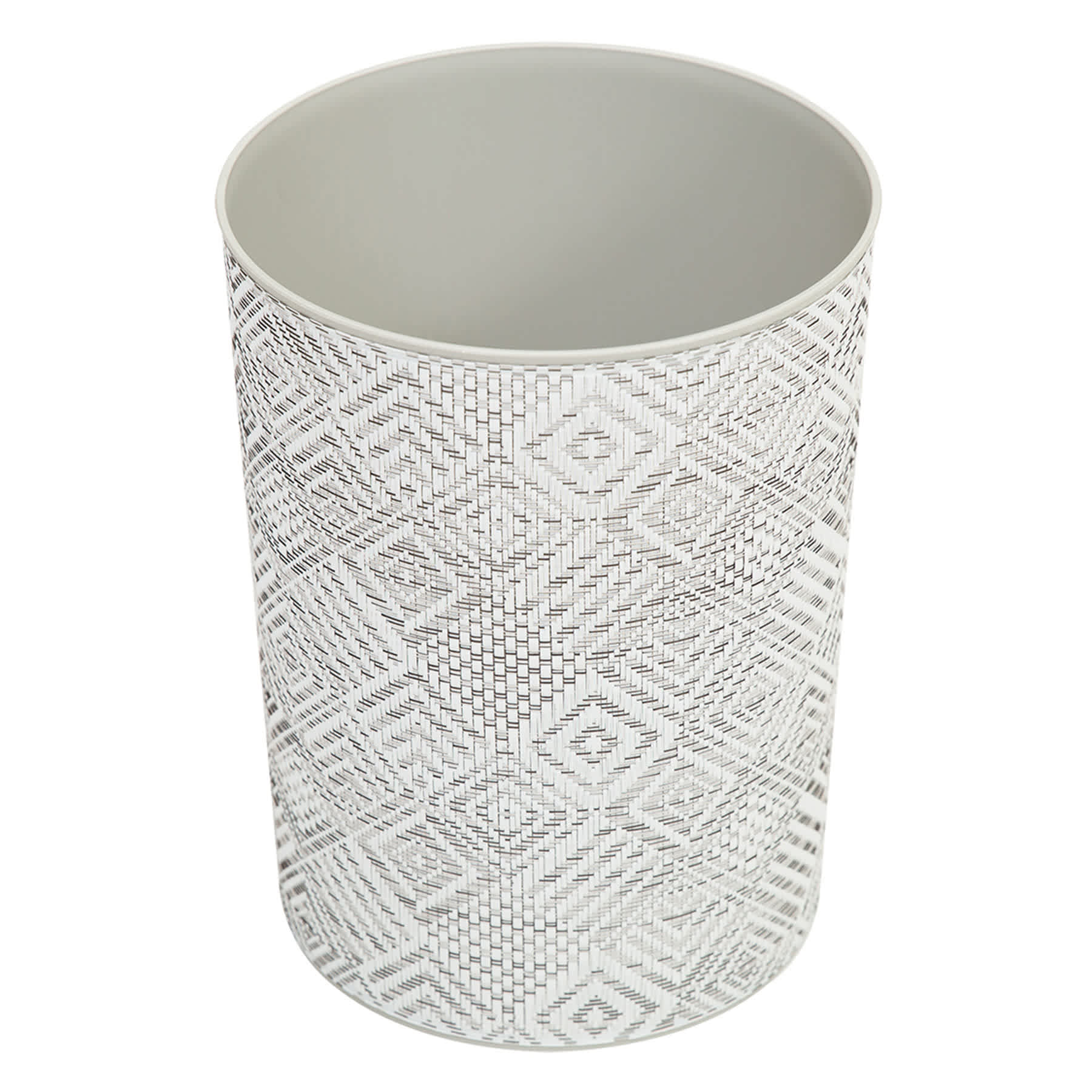 Winslow Light Grey Diamond Round Trash Bin, 10l