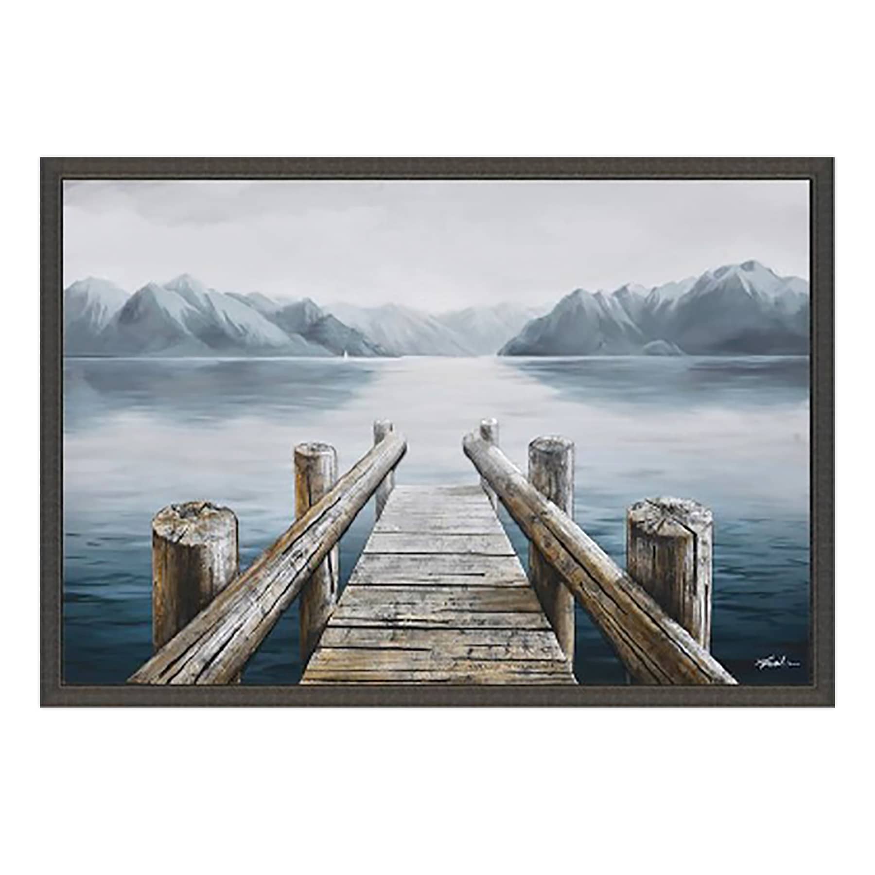 Ty Pennington Framed Lake Pier Canvas Wall Art, 36x24