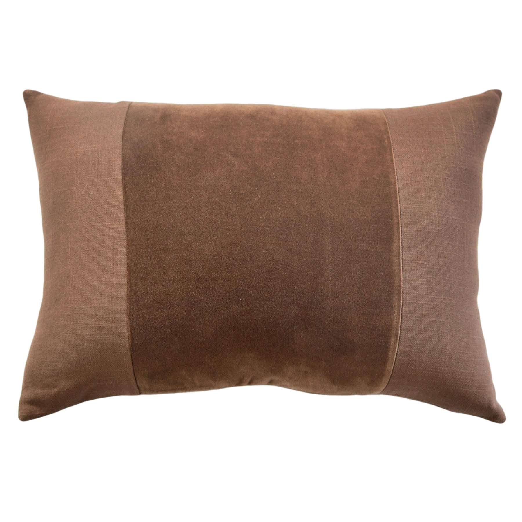 Crosby St. Brown Cotton Slub & Velvet Throw Pillow, 14x20
