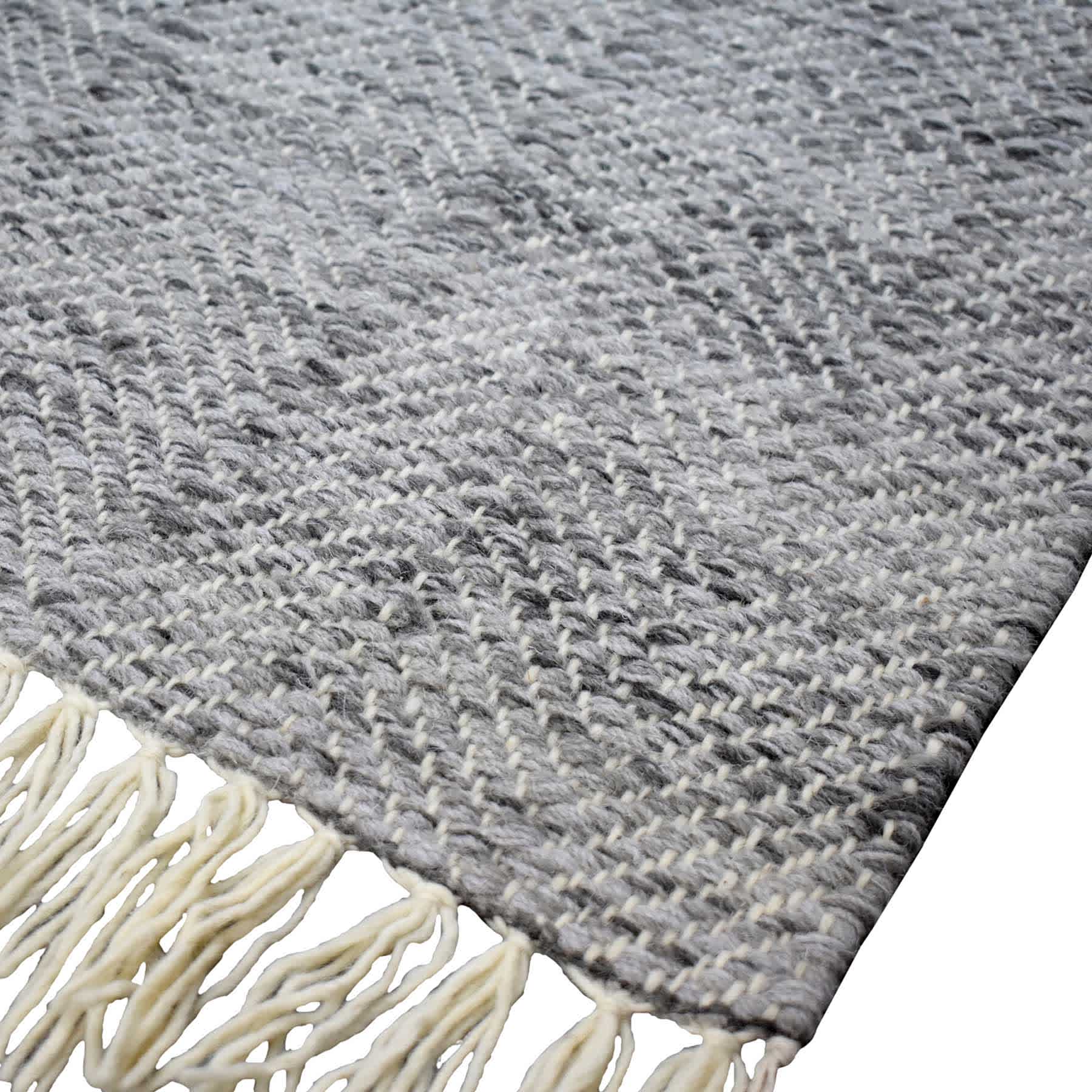 (B799) Crosby St. Grey Herringbone Area Rug, 8x10