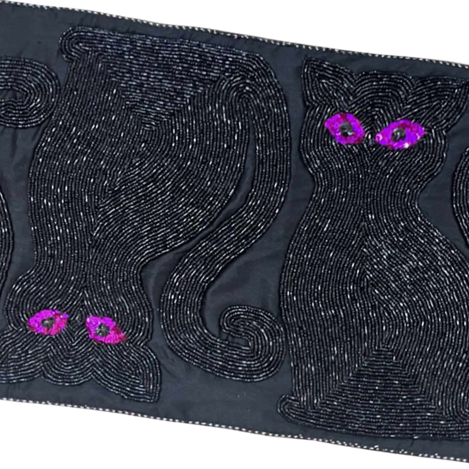 Spellbound Semi Beaded Black Cat Table Runner