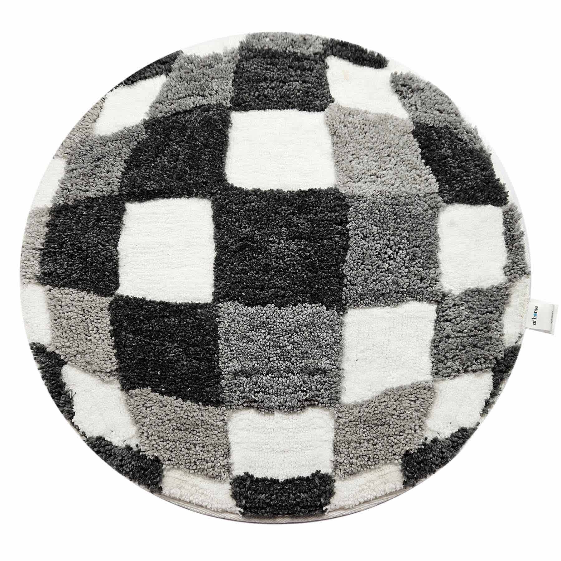 Grey Disco Ball Shaped Bath Rug, 24"