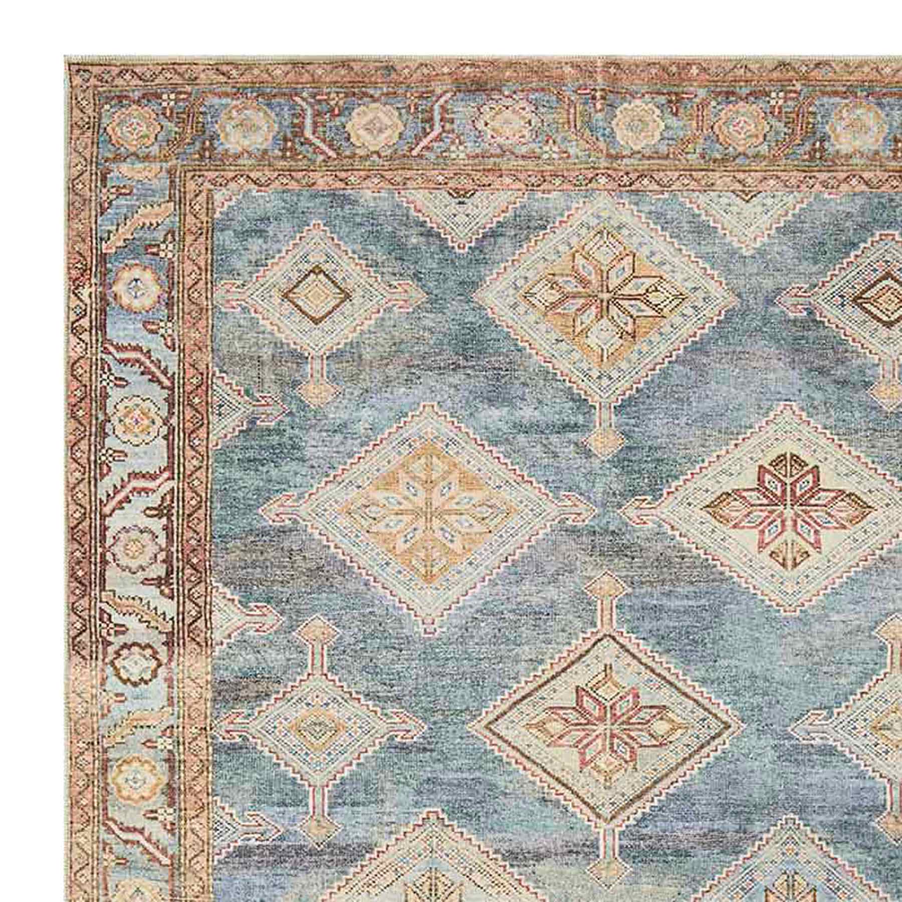 (D569) Freya Blue Multicolor Medallion Washable Accent Rug, 3x5