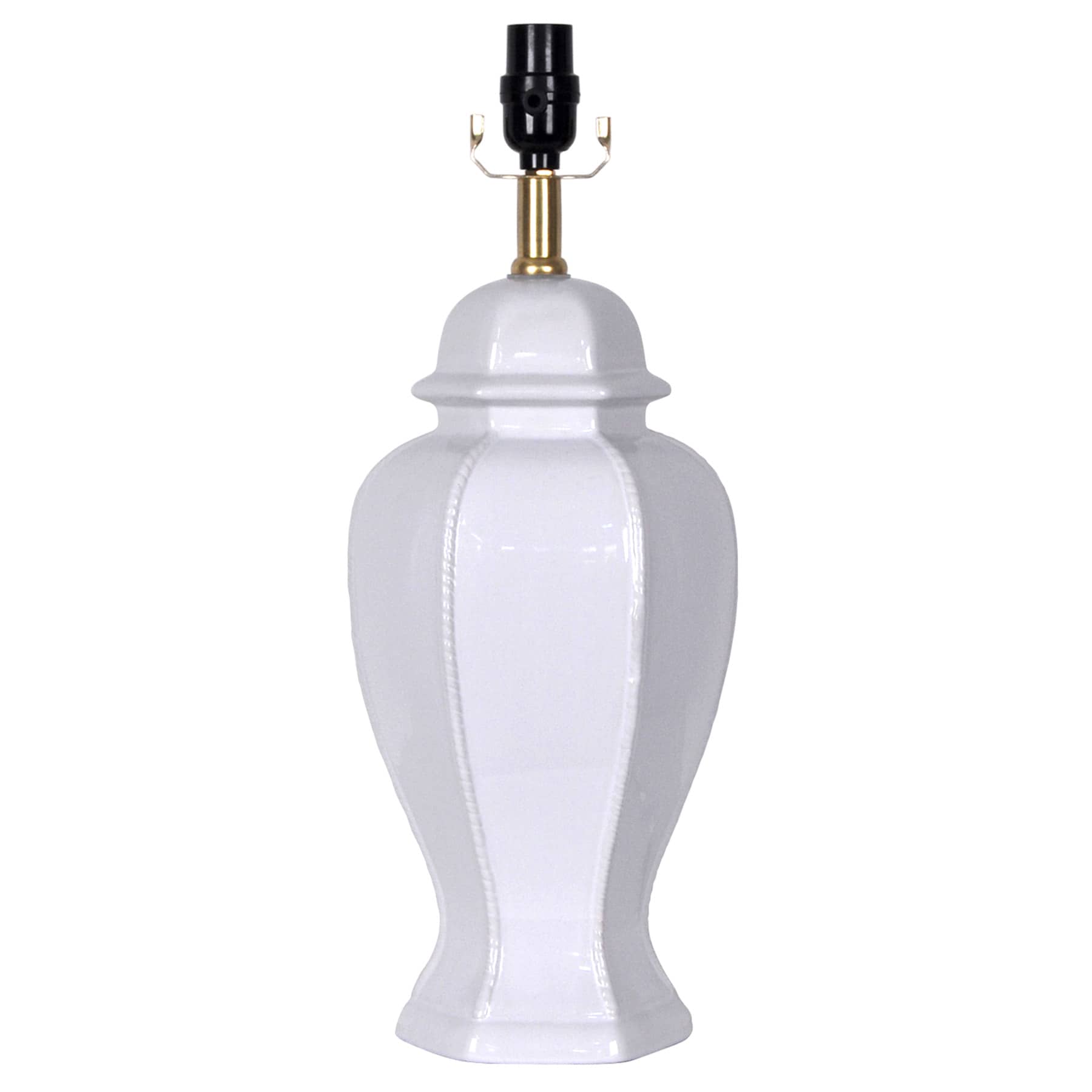 Providence White Ceramic Rope Embossed Medium Table Lamp, 20"