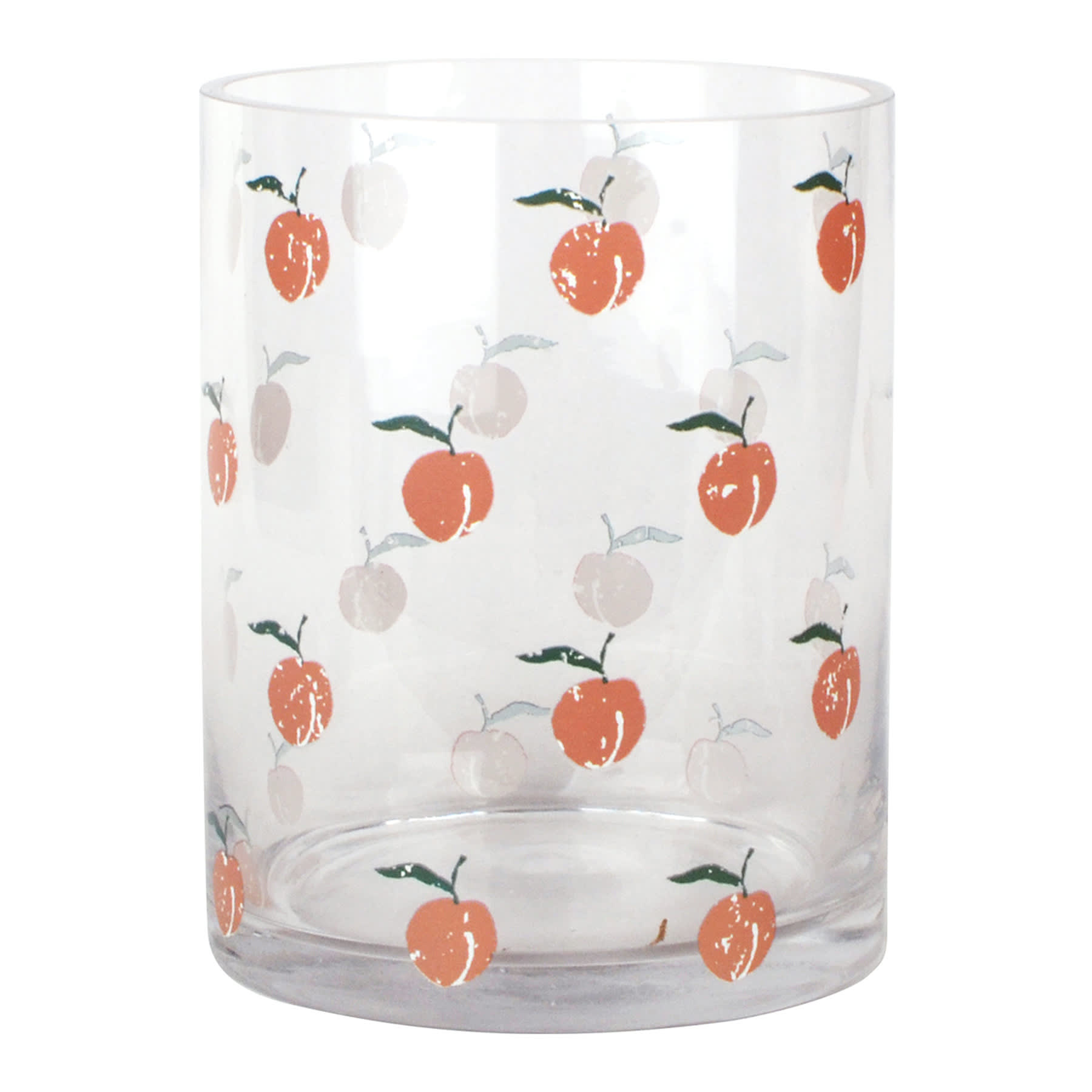 Peach Printed Clear Glass Vase, 6"