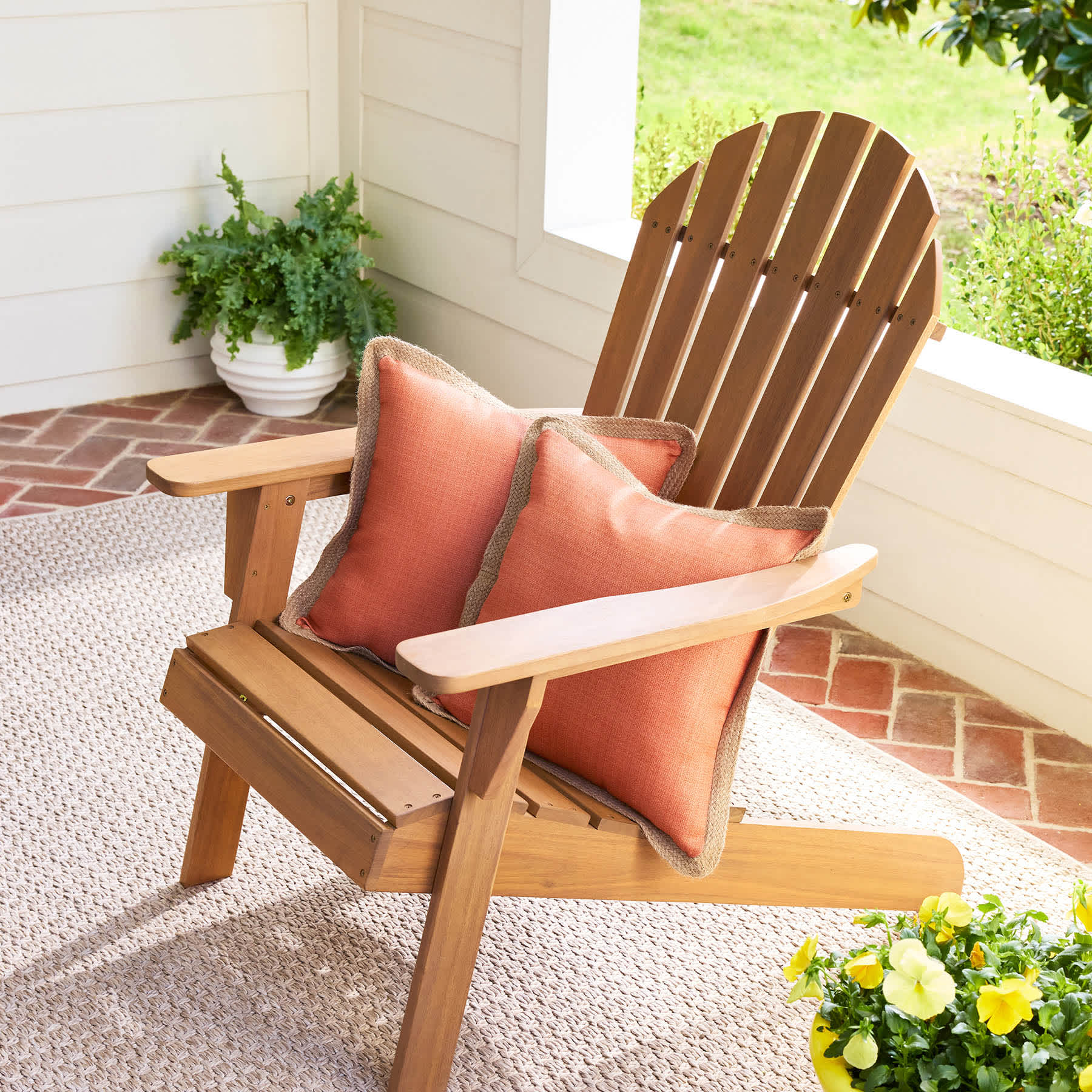 2-Pack Terracotta Jute Trim Outdoor Throw Pillow, 18"