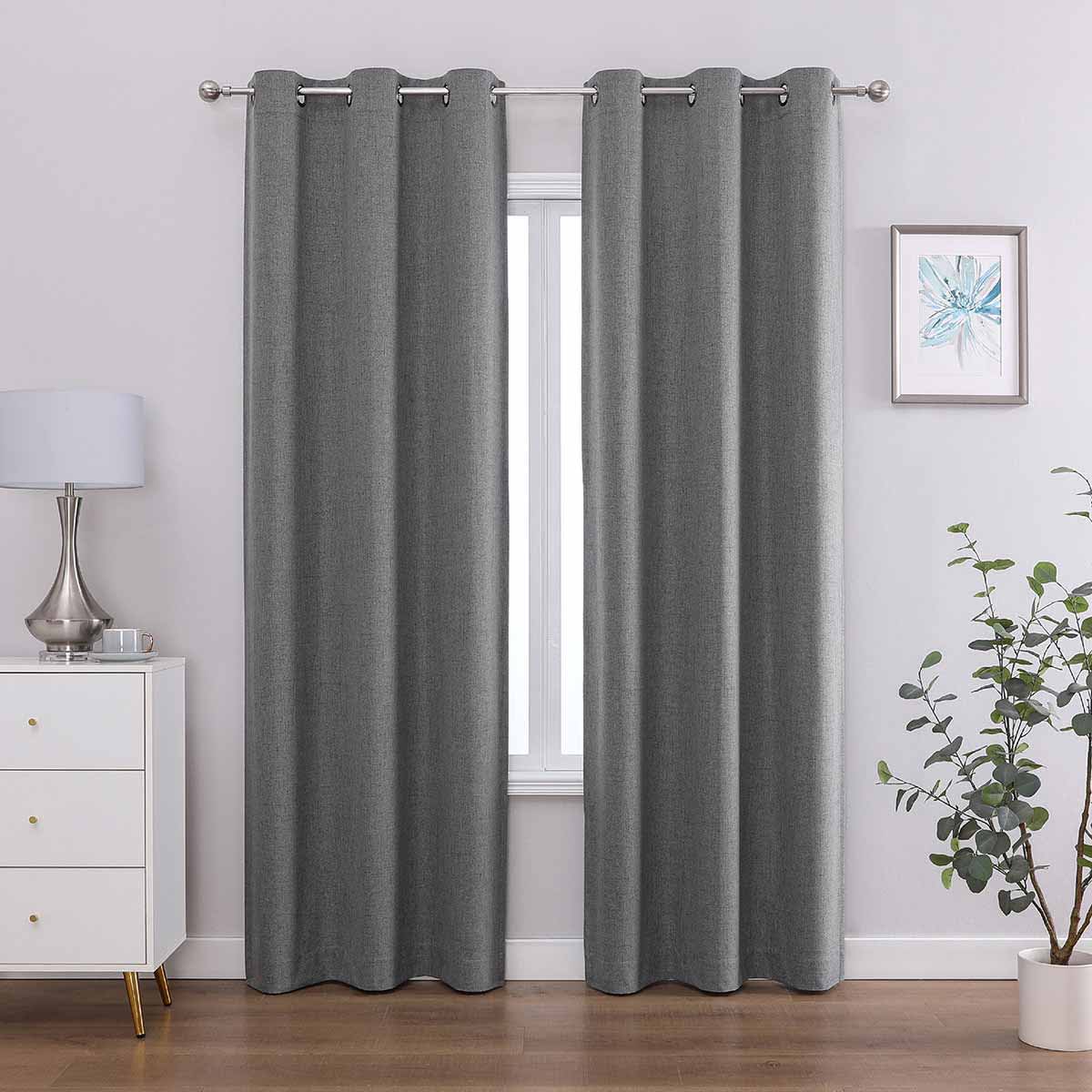 2-Pack Grey Magnetic Closure Blackout Curtain Panels, 84"