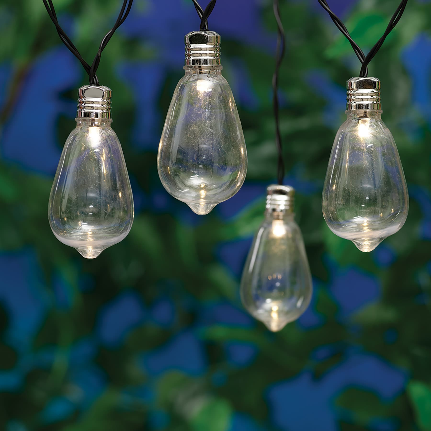 15-Count Solar LED Edison String Lights with Black Wire