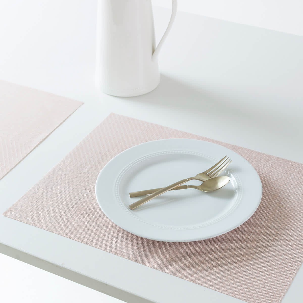 Set of 6 Harrington Blush Pink Woven Vinyl Placemats, 13x18