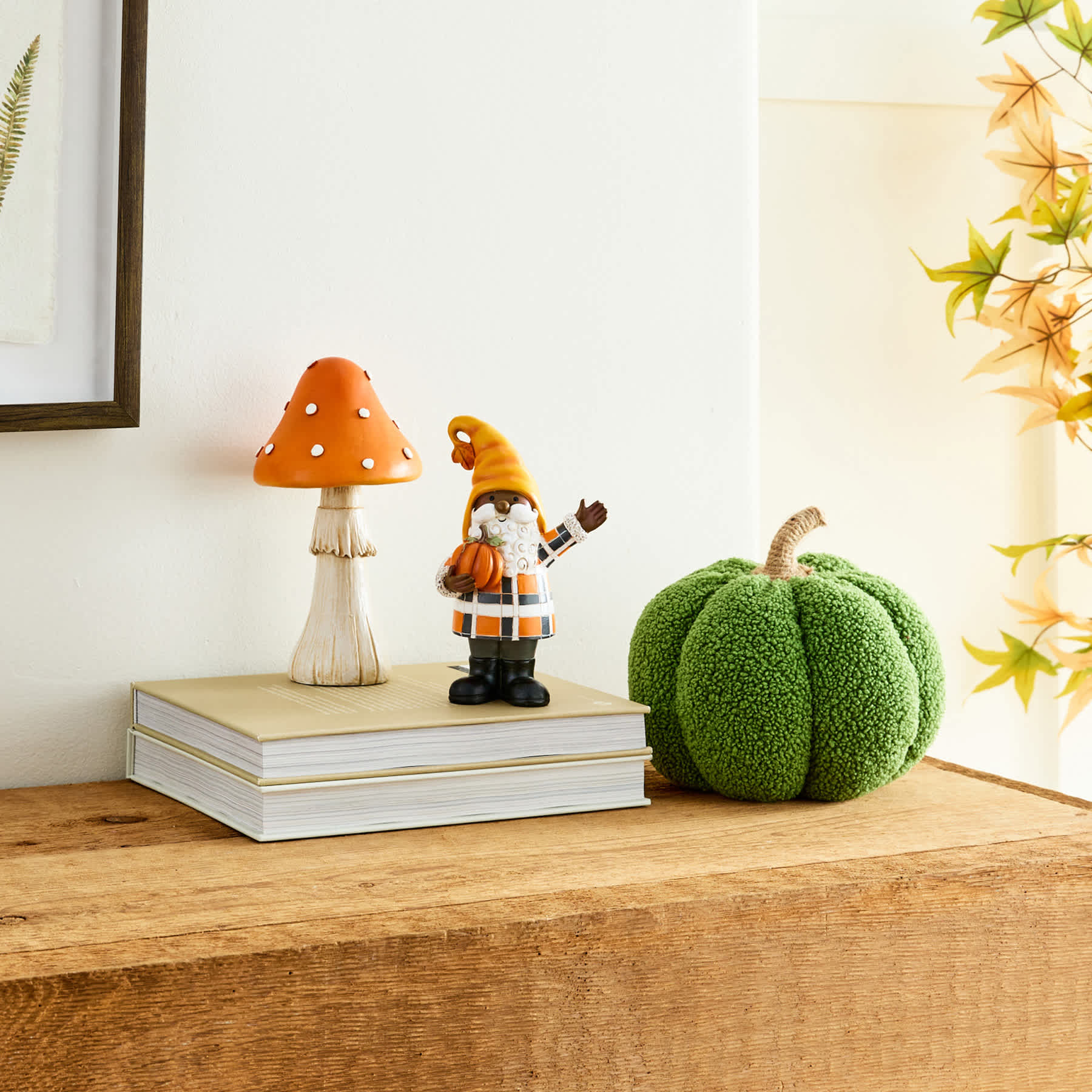 Homespun Harvest Gnome Holding Pumpkin, 6.7"