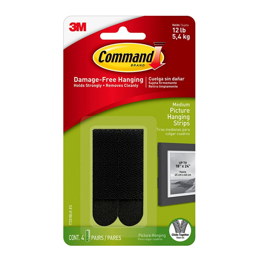 Command? Medium Black Picture Hanging Strips, 4-Sets of Strips/Pack