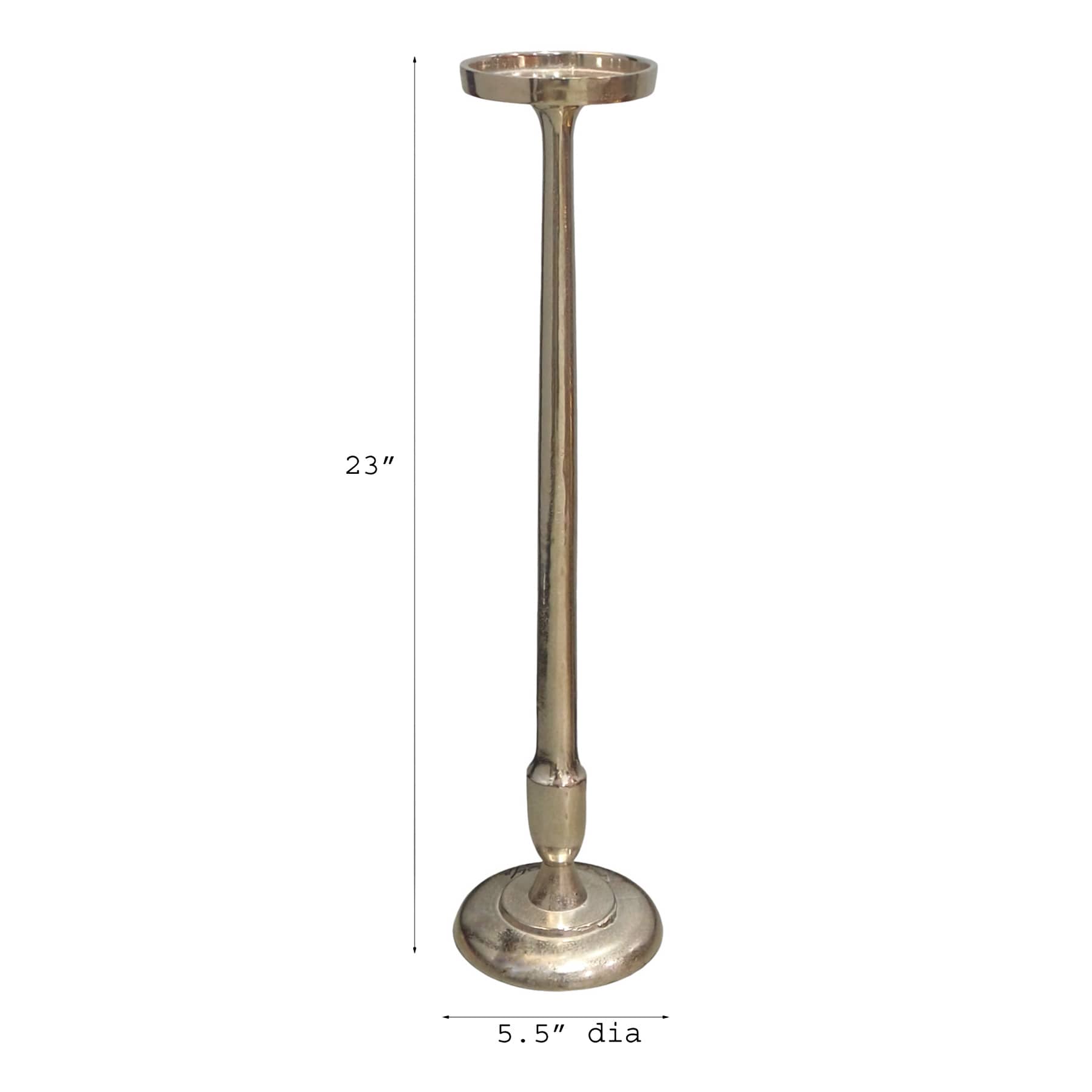 Silver Cast Pillar Candle Holder, 23"