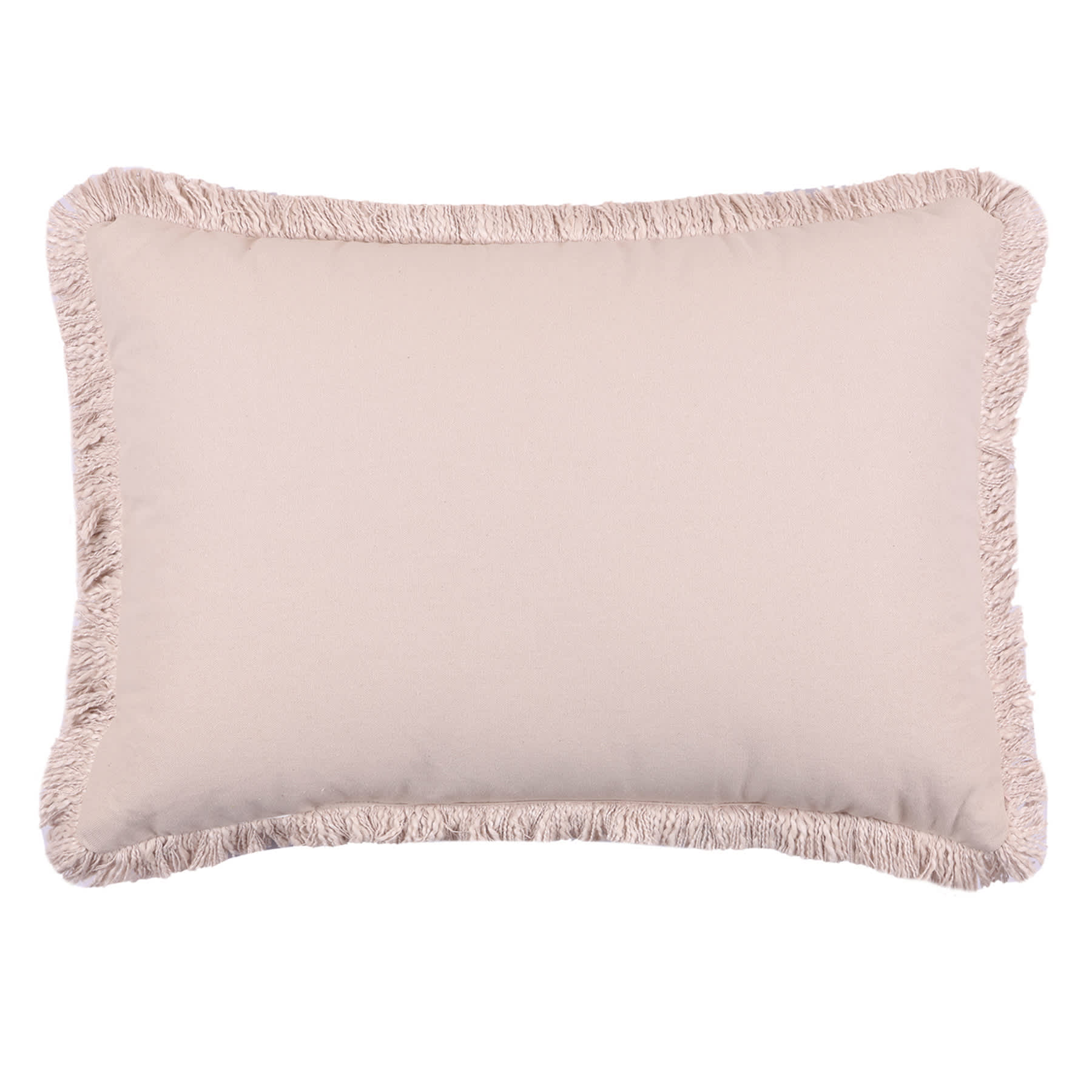 Found & Fable Solid Taupe Woven Throw Pillow with Fringe, 14x20