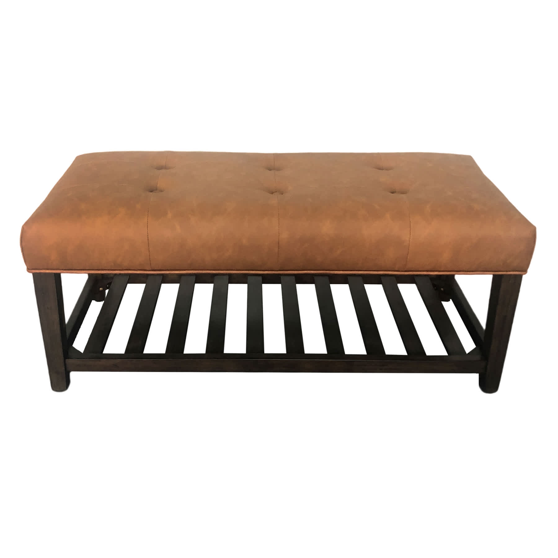 Honeybloom Collins Leather Bench, Brown