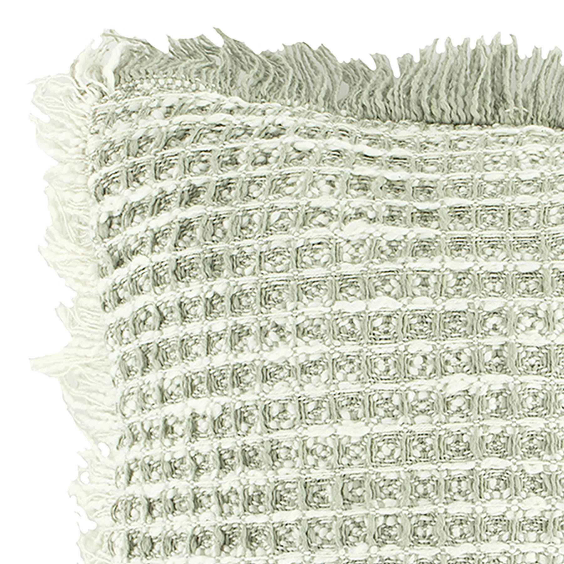 Delphi Sage Waffle Fringe Throw Pillow, 21"