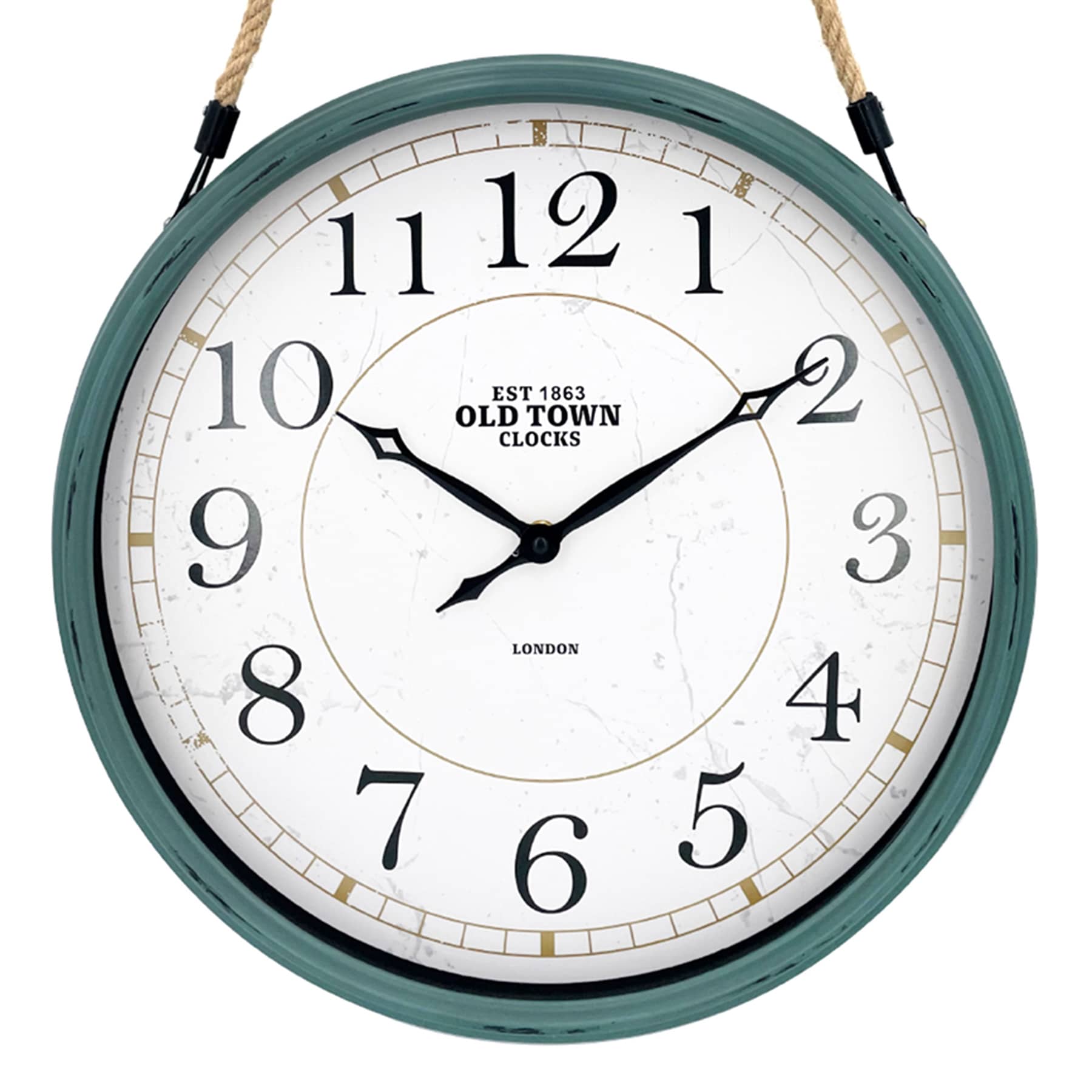 Hanging Green Round Wall Clock, 16"