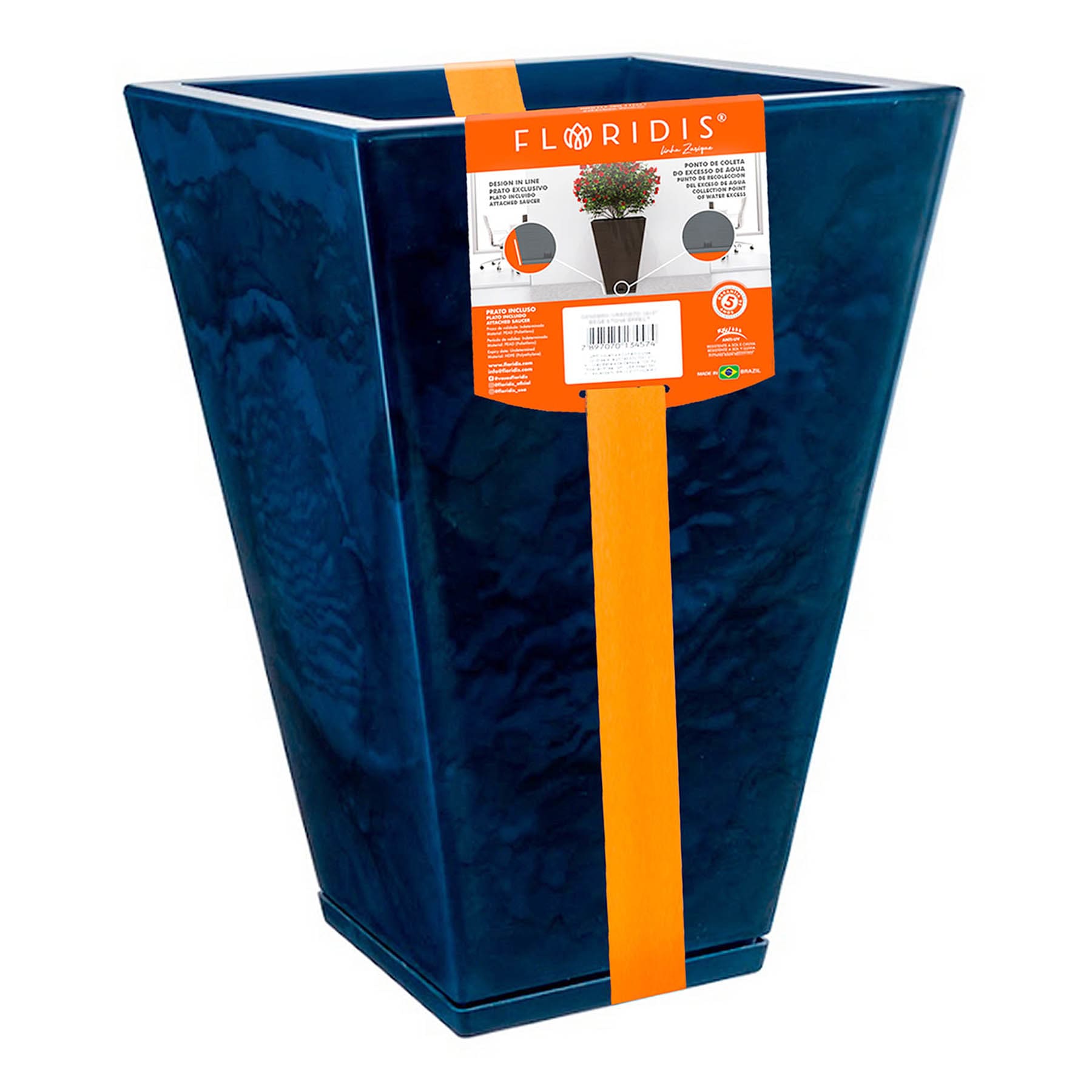 Zurique Blue Marbled Outdoor Planter, Medium