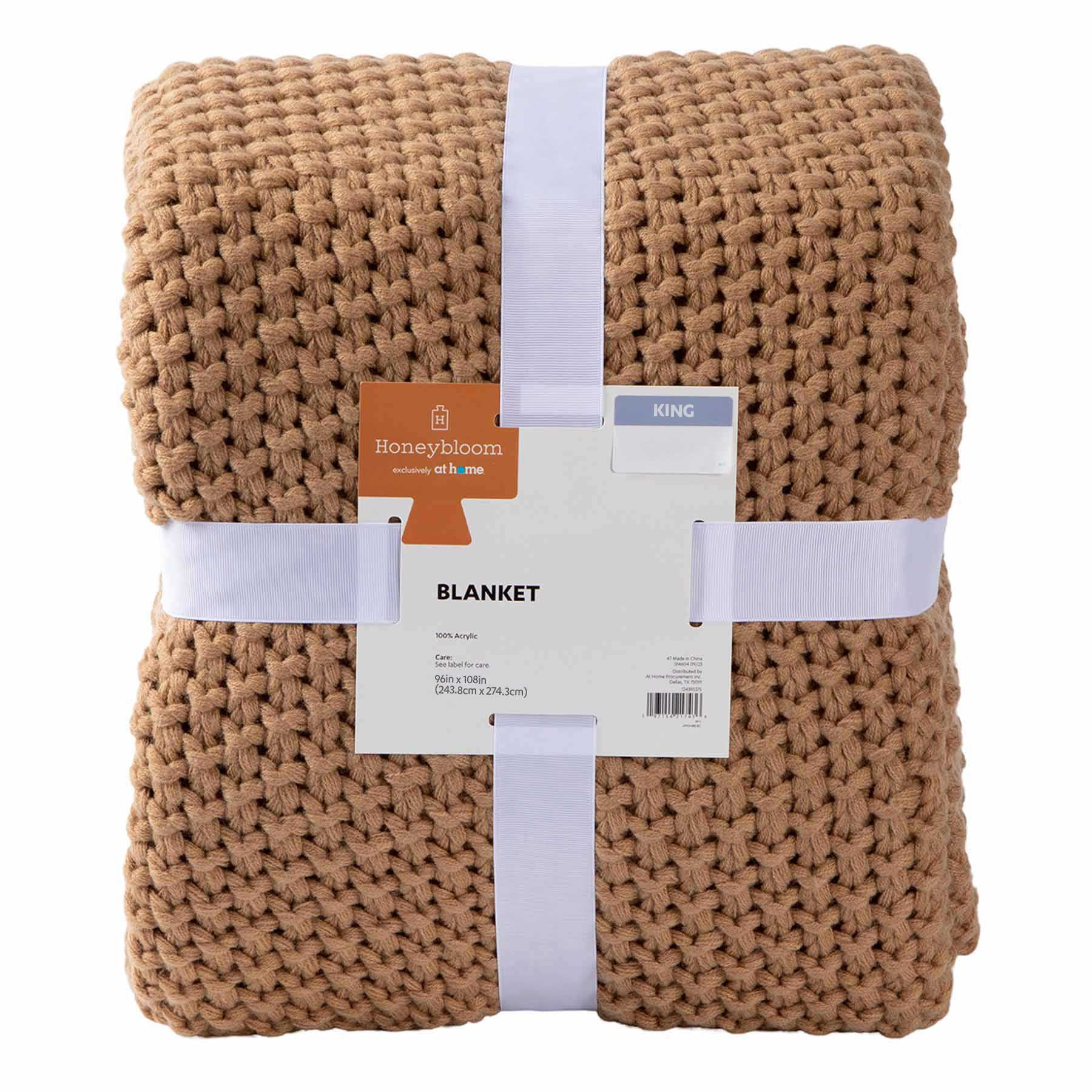 Honeybloom Brown Sweater Knit Bed Blanket, King