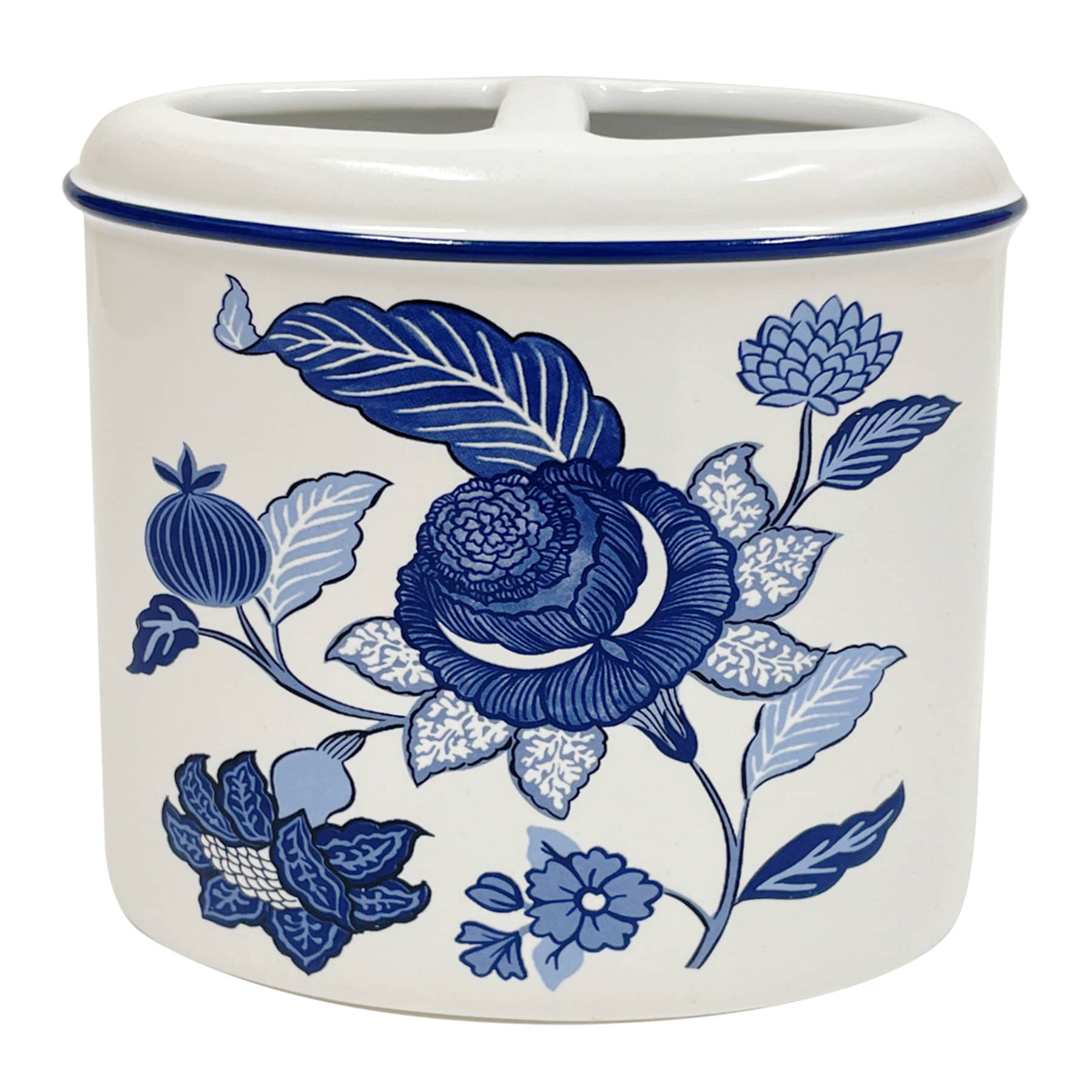 Providence Blue Pomegranate Floral Toothbrush Holder, 4.5"