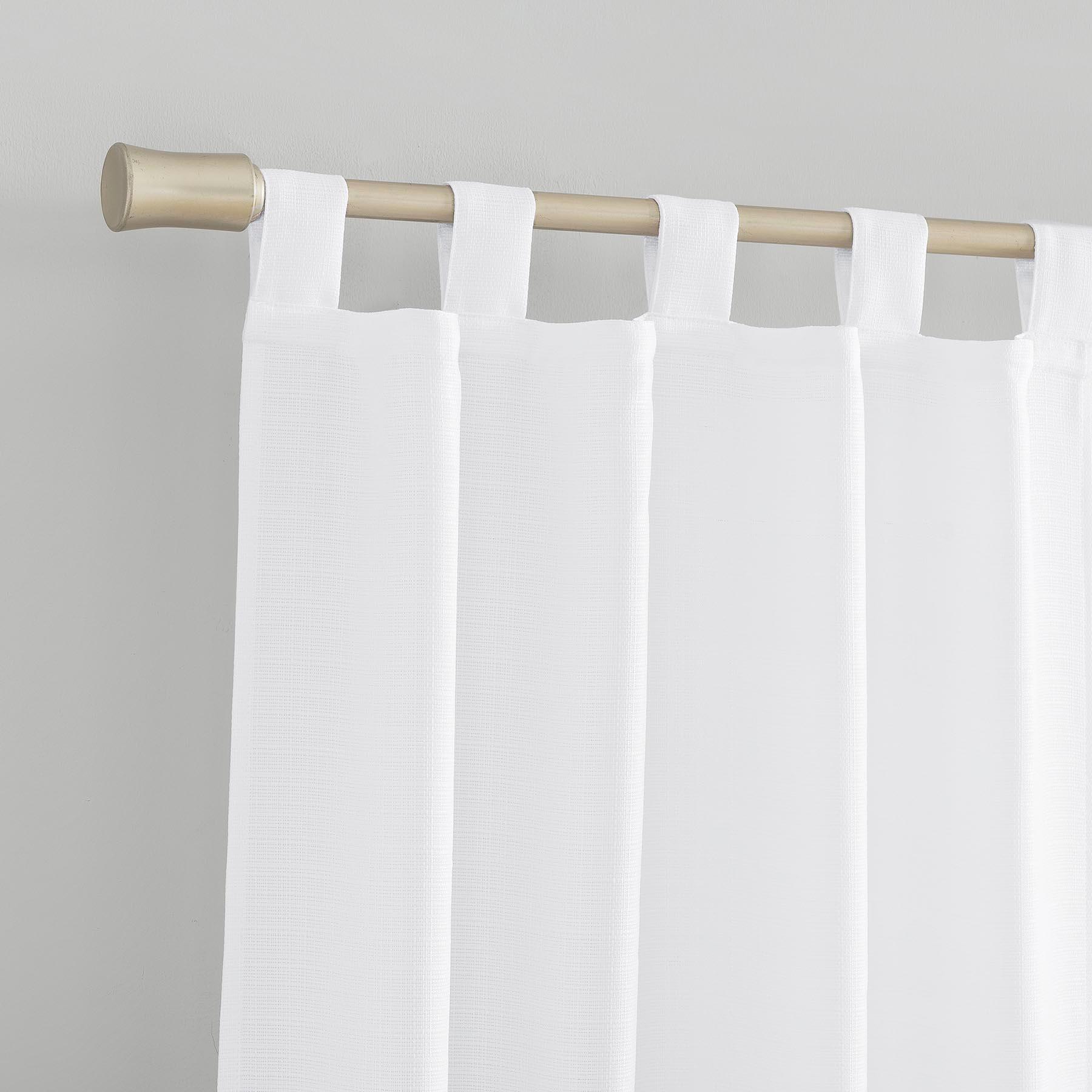 Maddie White Tab Top Light Filtering Curtain Panel, 84"